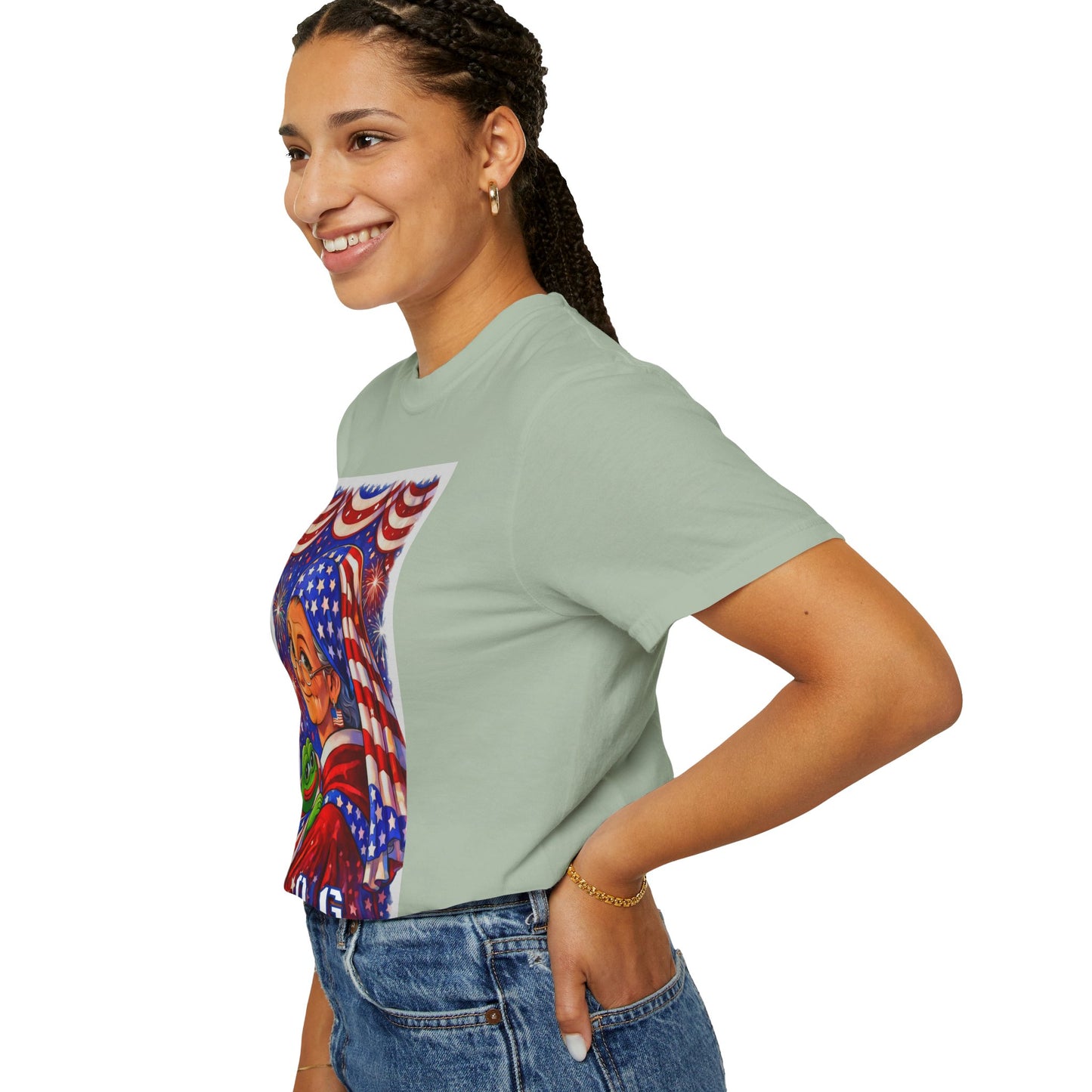 Grandmas Patriotic Original Gansta “OG Grannie” T-Shirt — American Flag Grandma w baby Pepe Graphic Tee