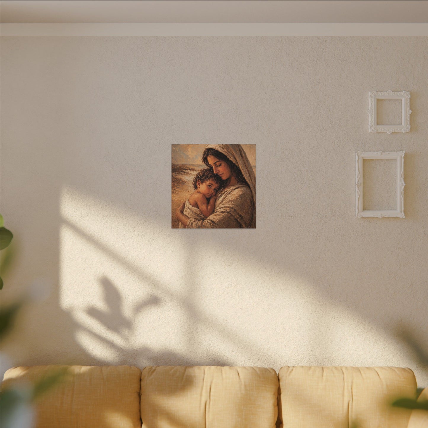 Mary and Jesus Matte Canvas Wall Art — Tender Embrace Spiritual Nursery Decor