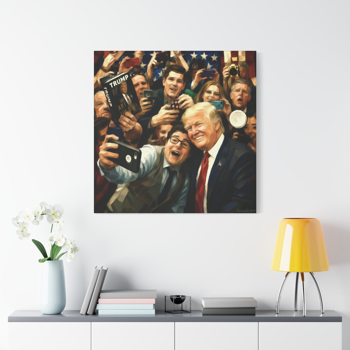 Trump Patriotic Crowd Selfie Canvas - Stretched Matte Wall Art