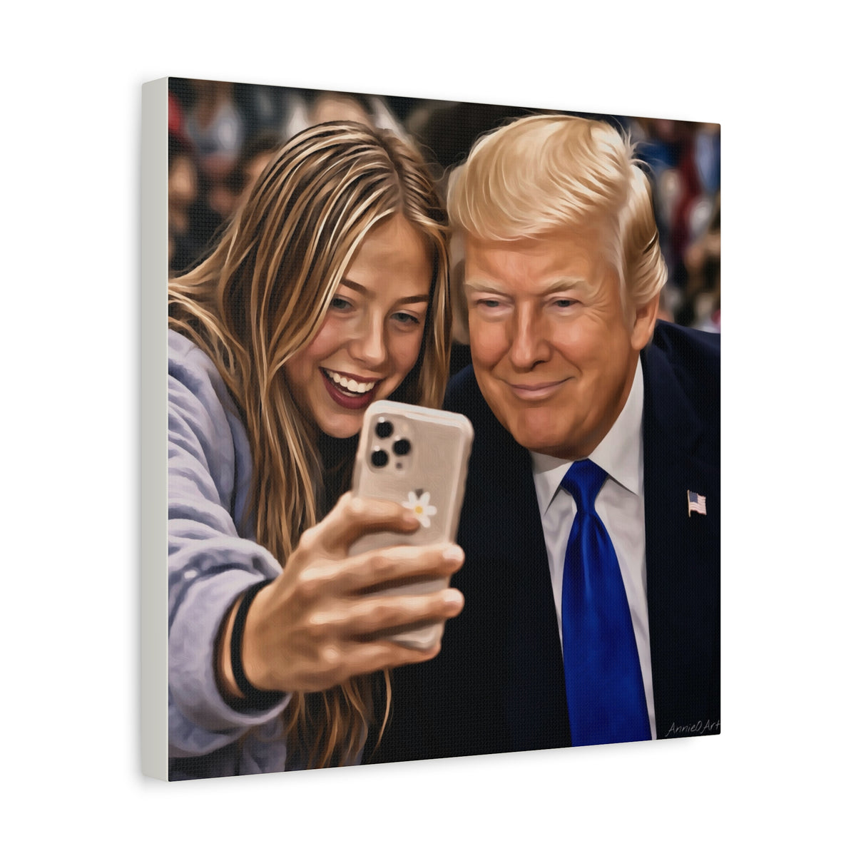 Trump Figure Selfie Matte Canvas Print