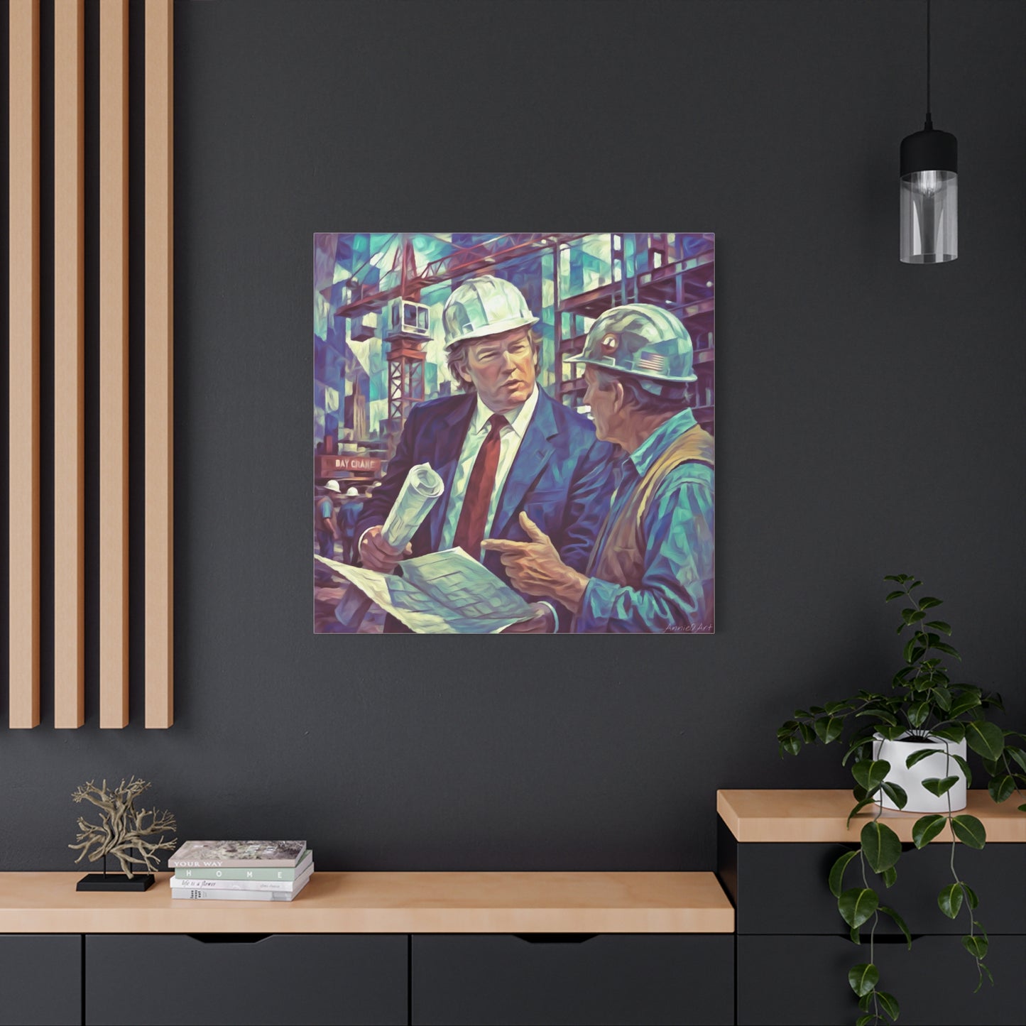 Trump Construction Site Portrait Canvas - Vintage Art