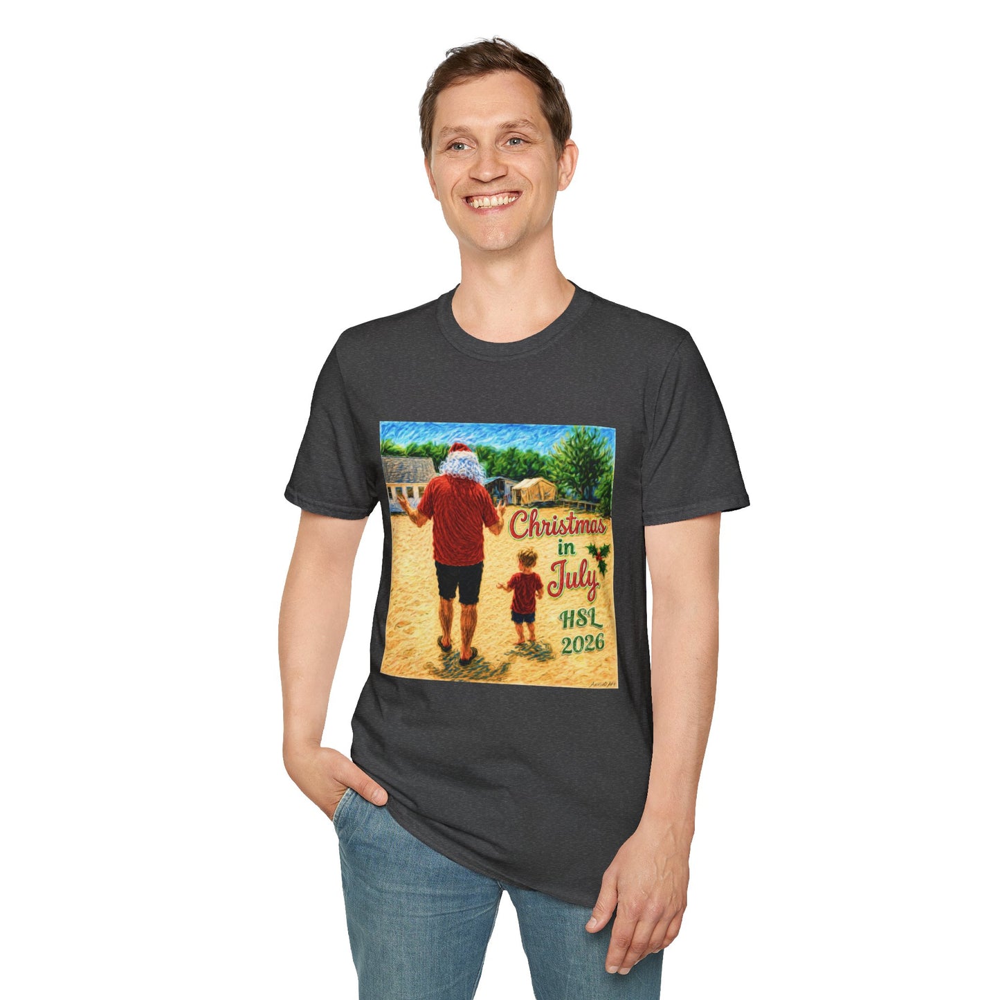 T-Shirt — Christmas in July Santa Beach Graphic Tee