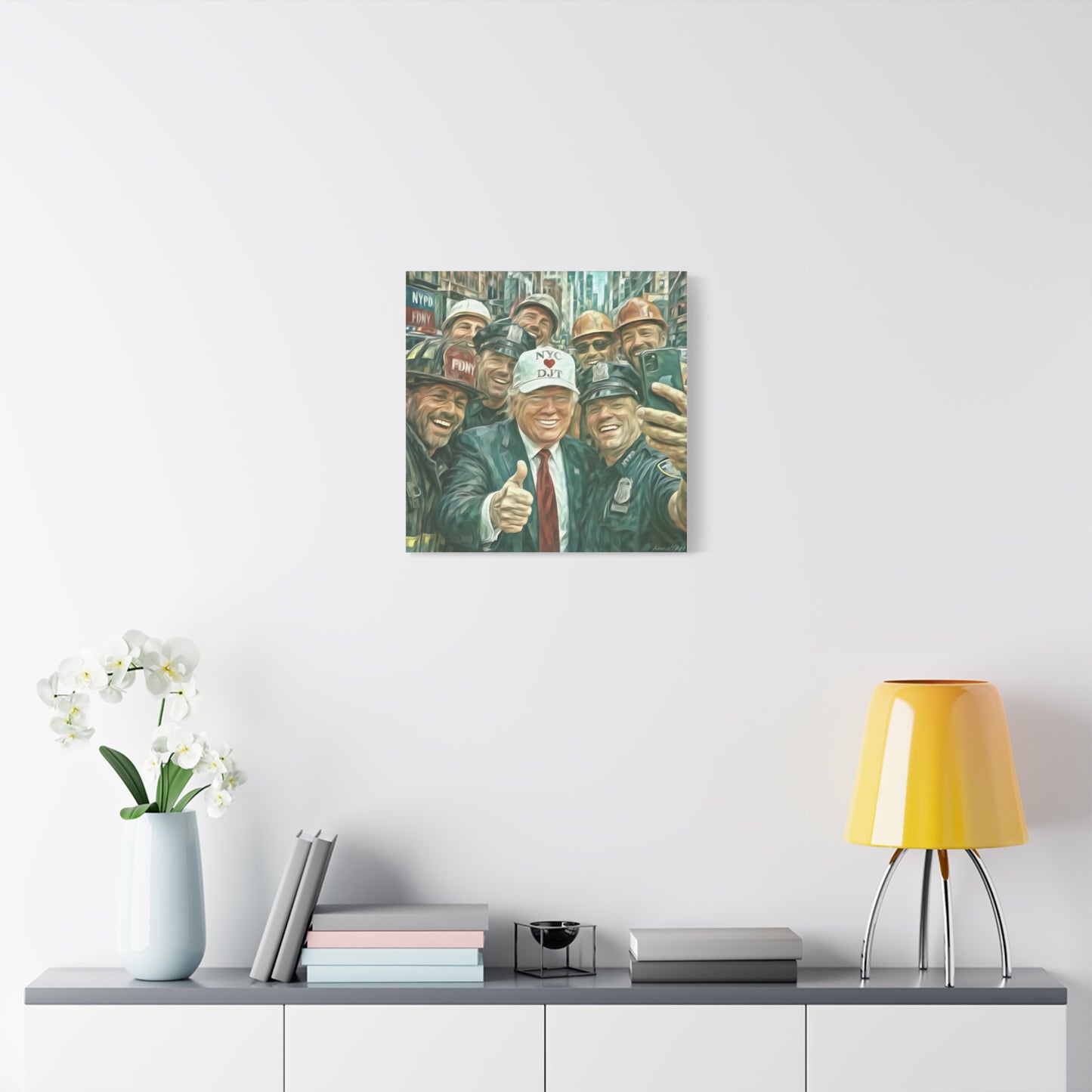 Trump ‘NYC❤️DJT’ - THE Blue-Collar-Billionaire w/ NYC Working Guys —Matte Canvas Print