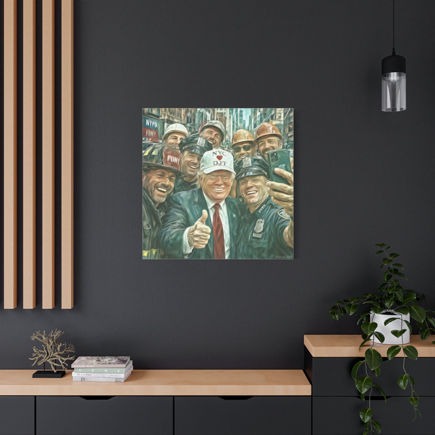Trump ‘NYC❤️DJT’ - THE Blue-Collar-Billionaire w/ NYC Working Guys —Matte Canvas Print