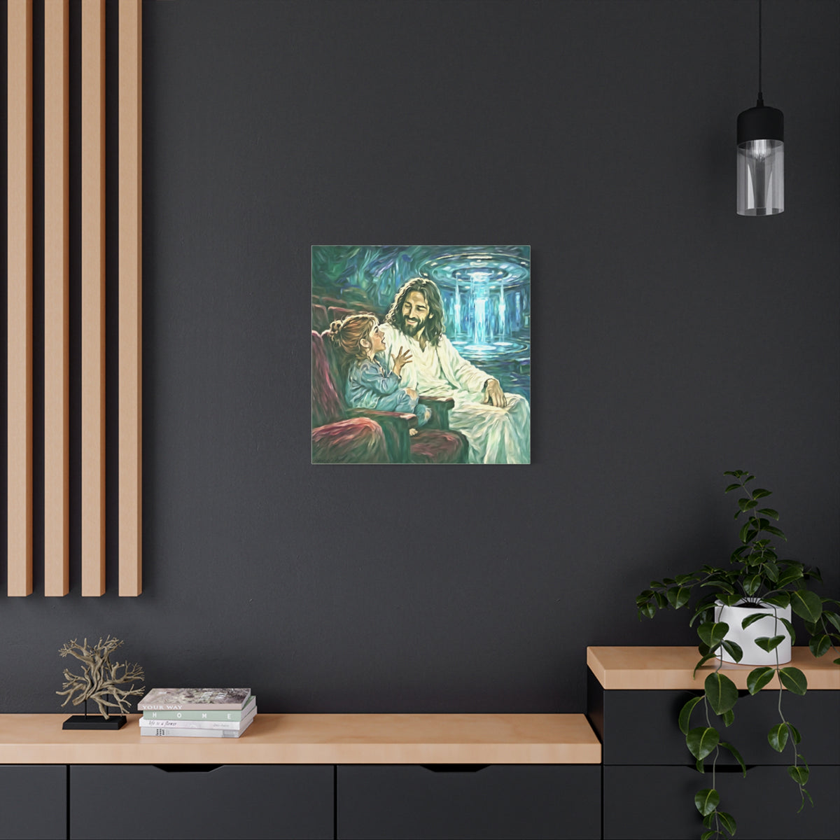 Jesus with Child Matte Canvas Wall Art — Stretched 1.25" Inspirational Christian Decor