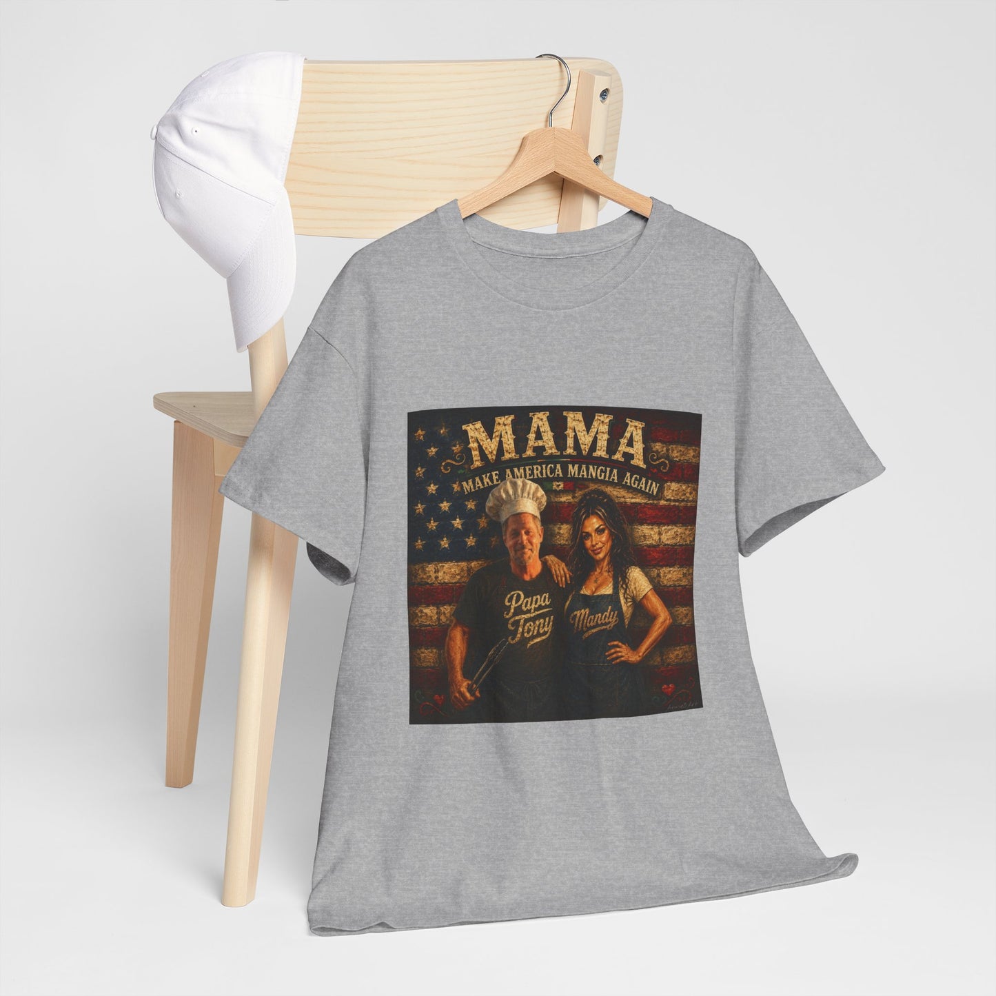 CUSTOM for MANDY—Mama Pizza Team T-Shirt — Retro American Flag Pizza Chef Graphic Tee