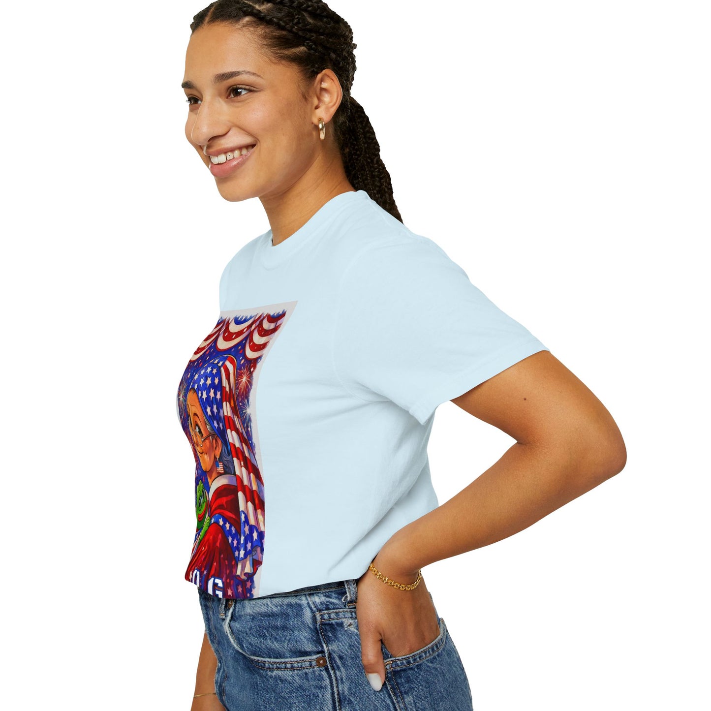 Grandmas Patriotic Original Gansta “OG Grannie” T-Shirt — American Flag Grandma w baby Pepe Graphic Tee