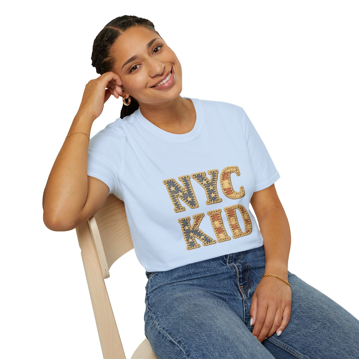 NYC Kid T-Shirt — New York City Vintage Flag Quilt-look Tee
