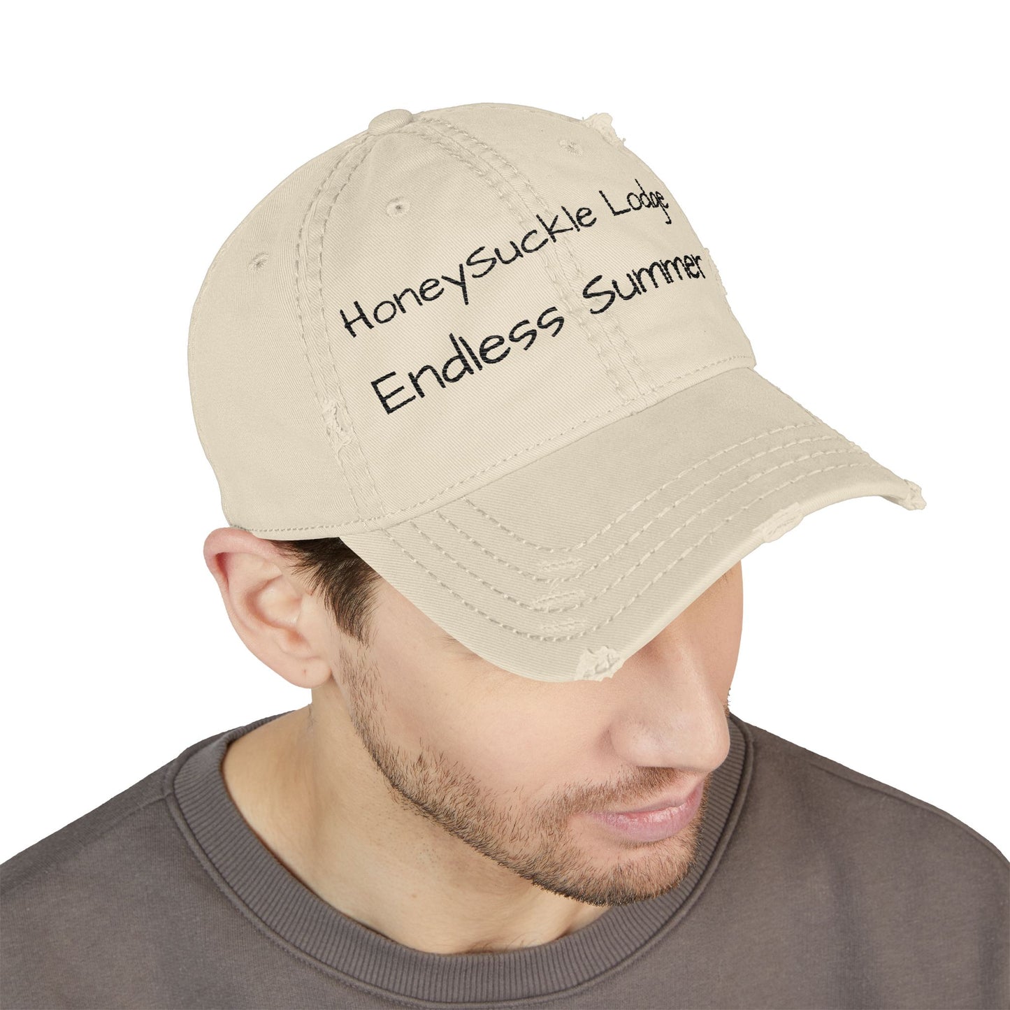 ‘Endless Summer’ & ‘I hear you call to me…’ Distressed Dad (or Mom) Hat — Embroidered Beach Bungalow Vibes Cap