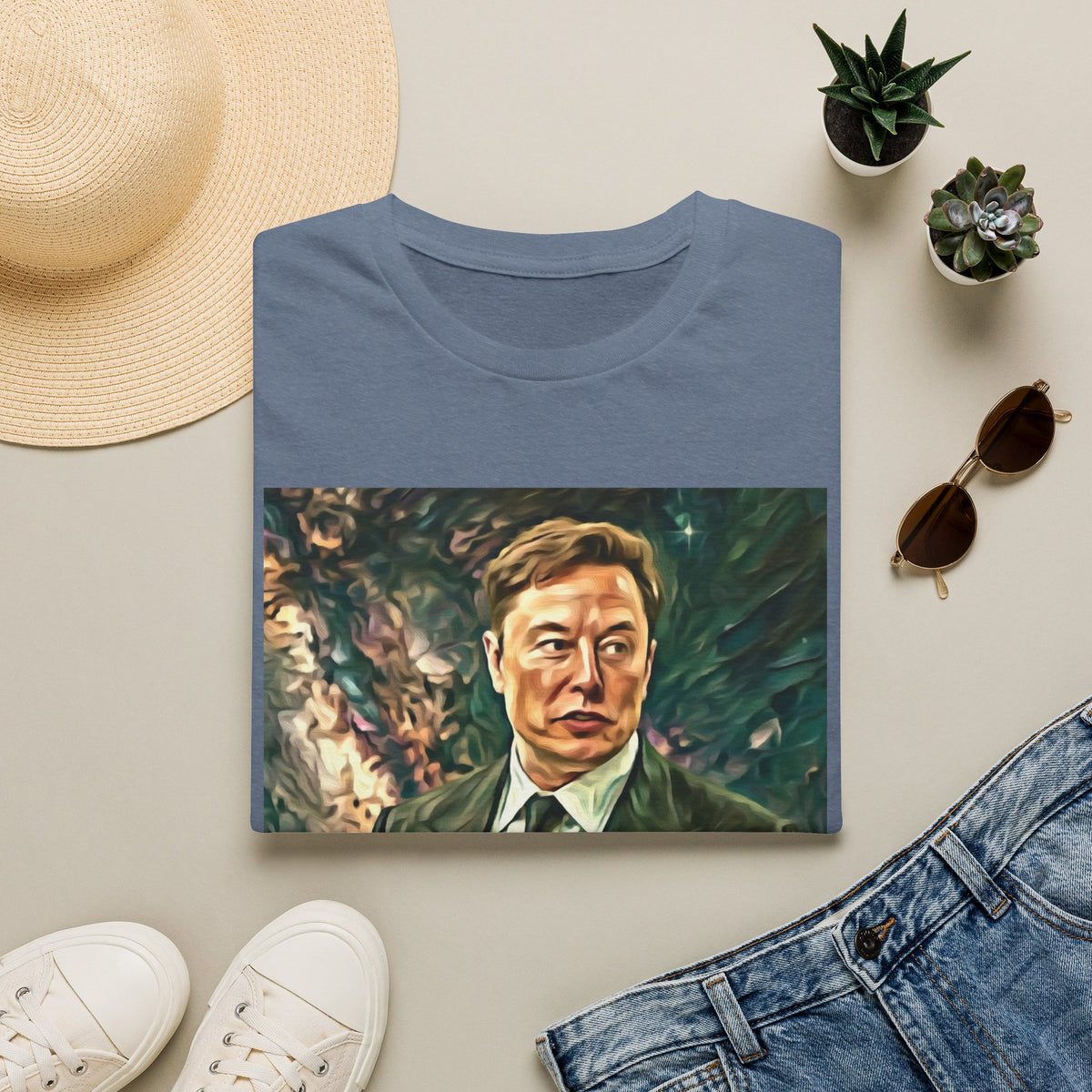 Elon Musk with Rocket— Graphic T-Shirt
