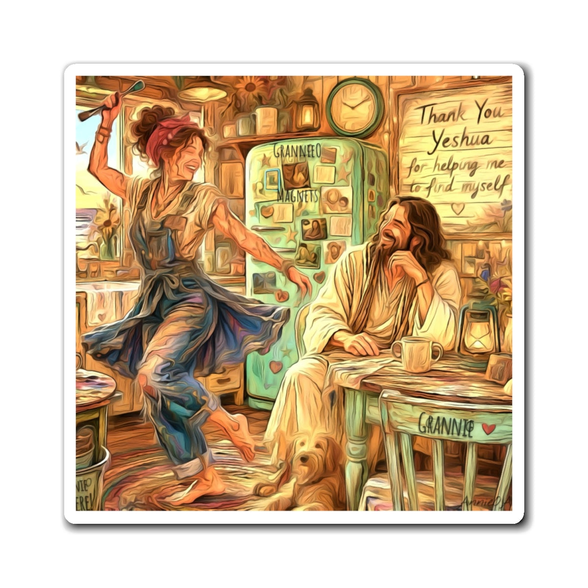 Joy Kitchen Magnet — "Thank You Yeshua for Helping Me Find Myself" Inspirational Refrigerator Art