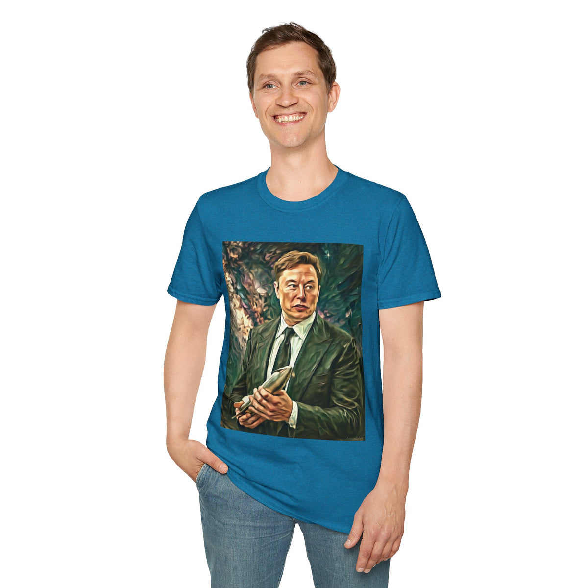 Elon Musk with Rocket— Graphic T-Shirt