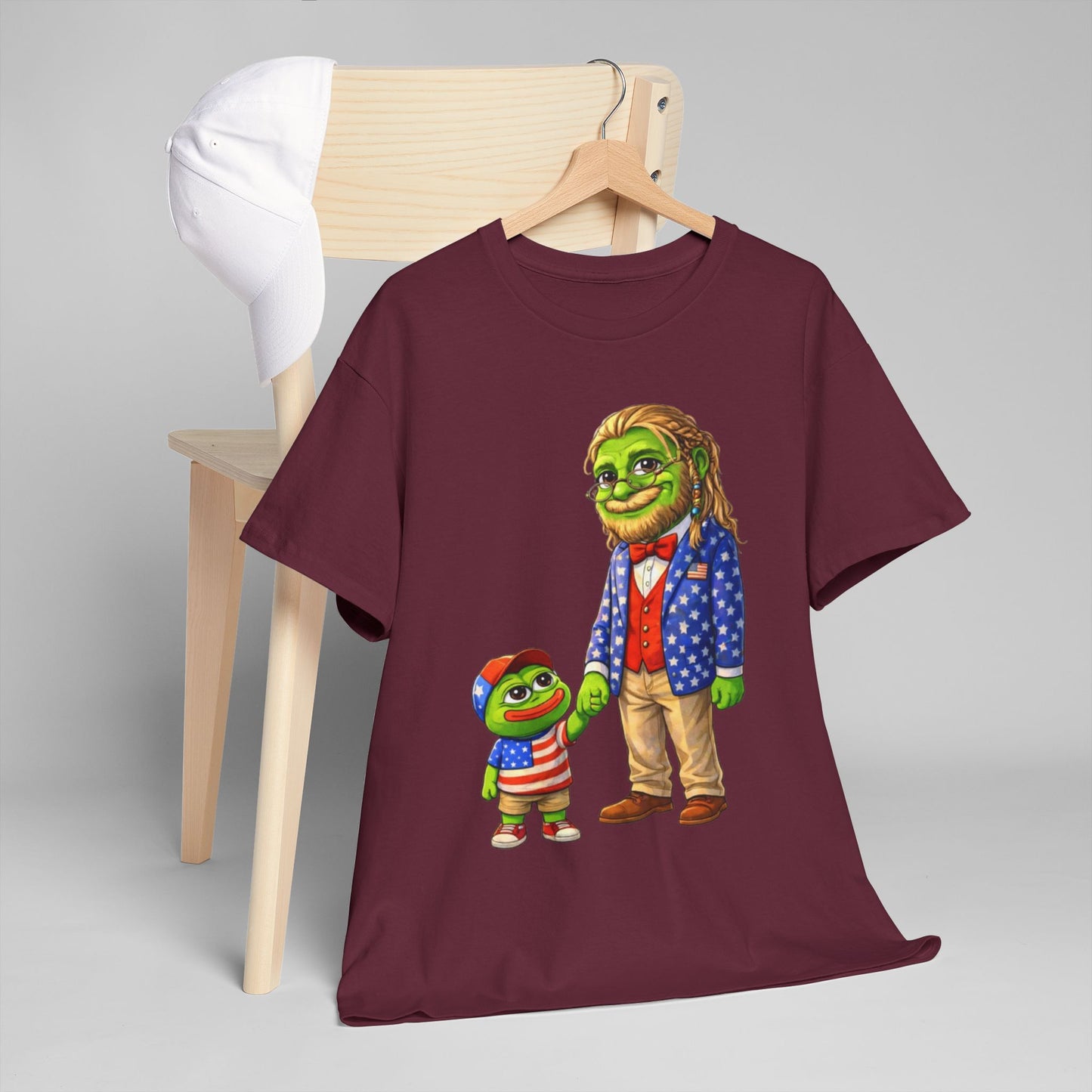 Grandpa Anons, keyboard warriors, MAGA T-Shirt — Patriotic Pepe Frog Family Illustration Tee