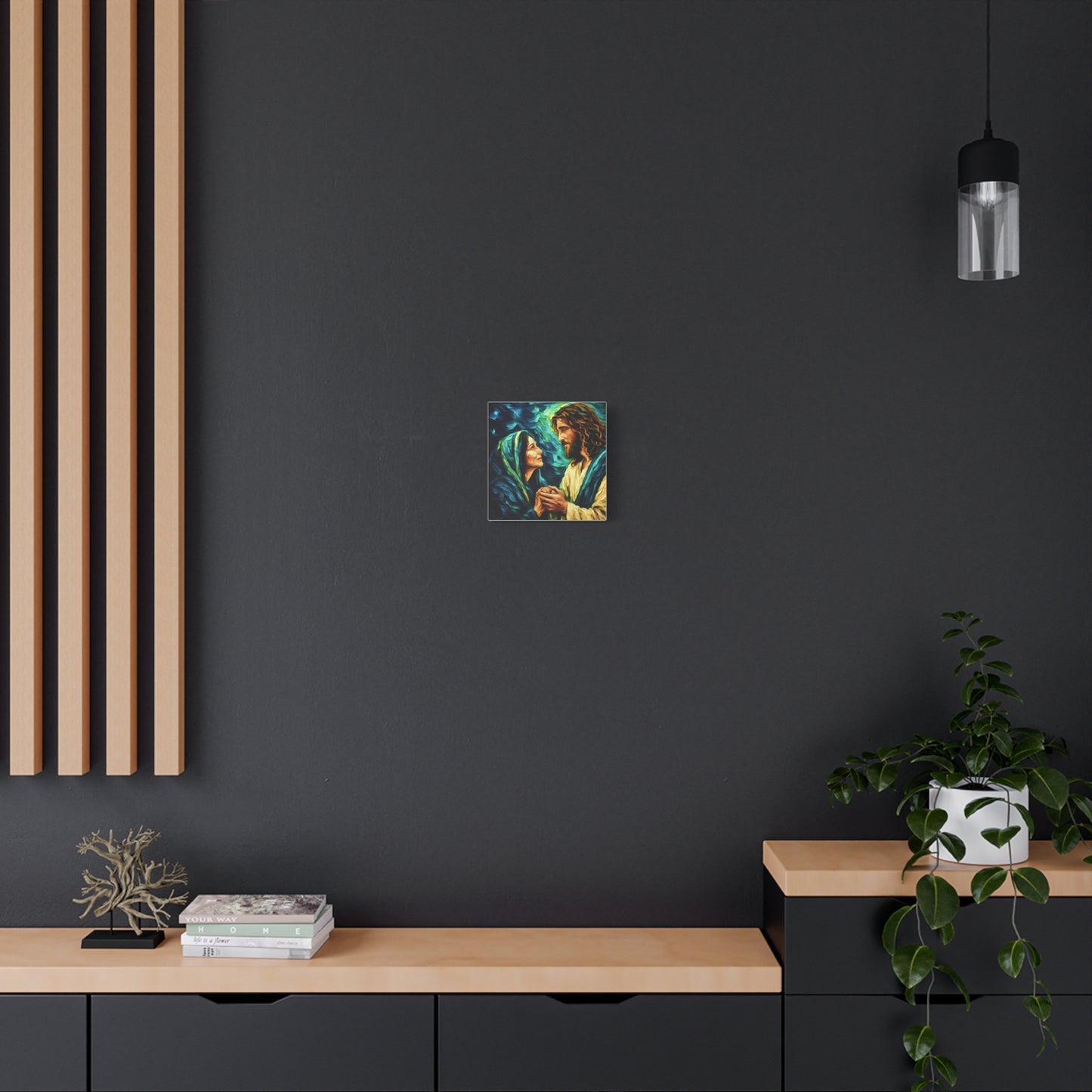 Jesus Comforting Mother Mary—Matte Canvas Wall Art