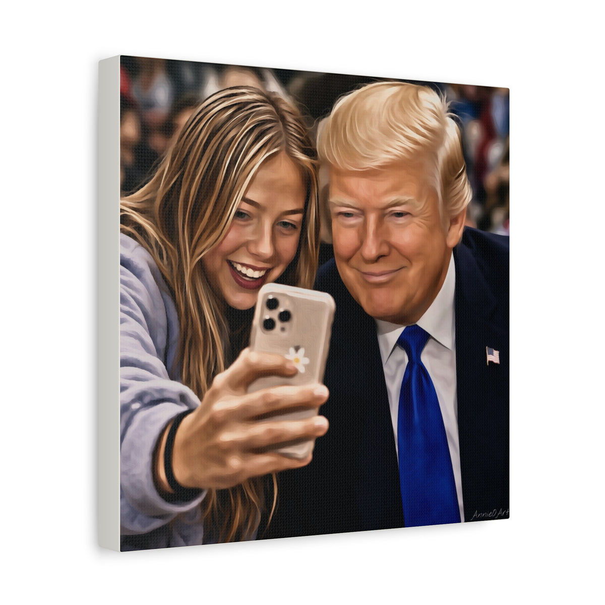 Trump Figure Selfie Matte Canvas Print
