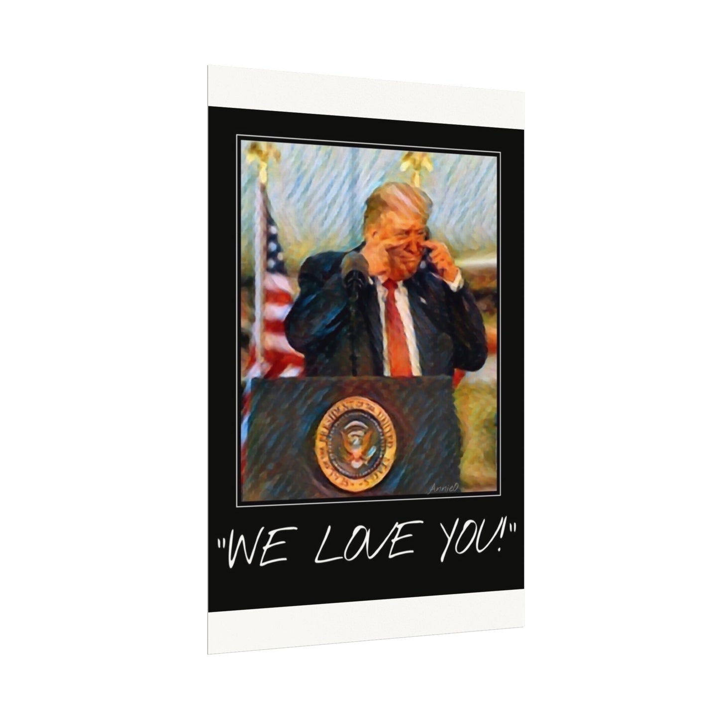 Patriotic Watercolor Matte Poster — Presidential Podium Artwork