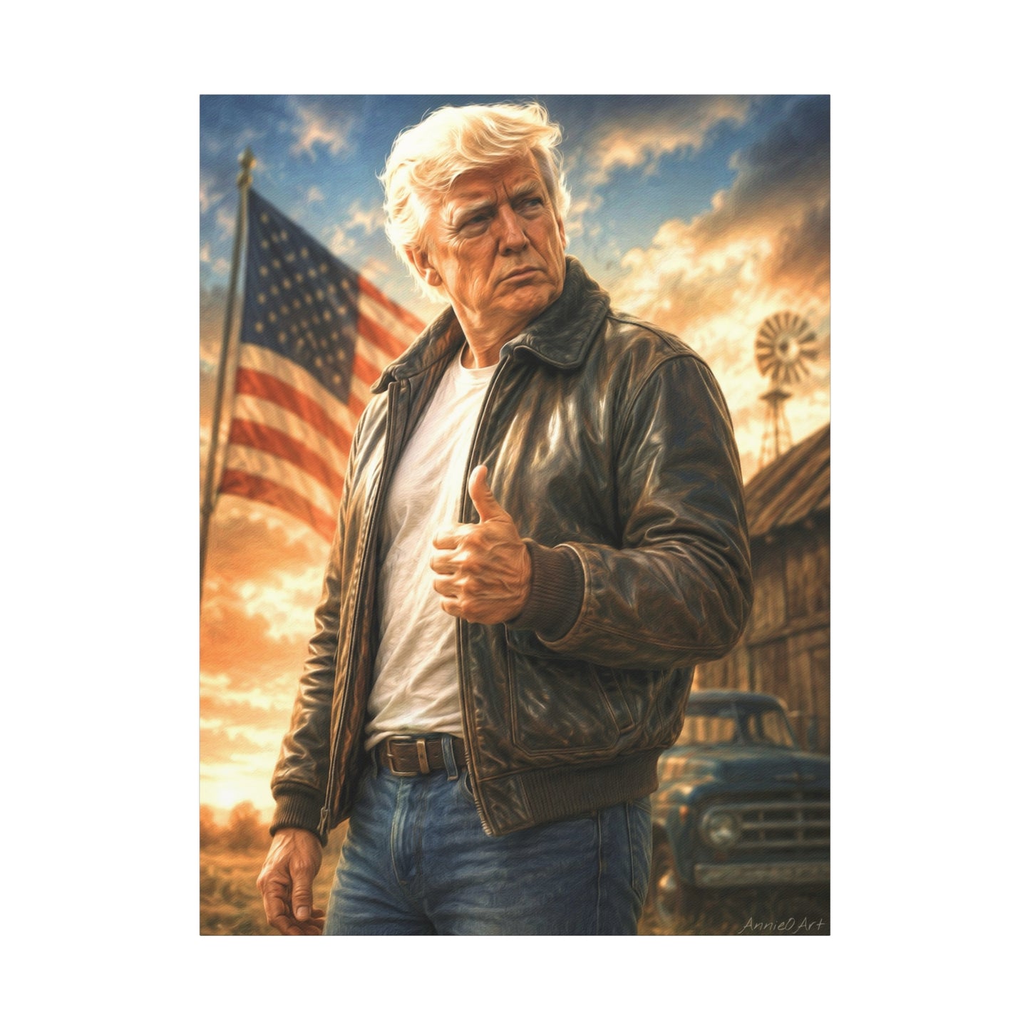 Trump Patriotic Vintage Leather Jacket Canvas