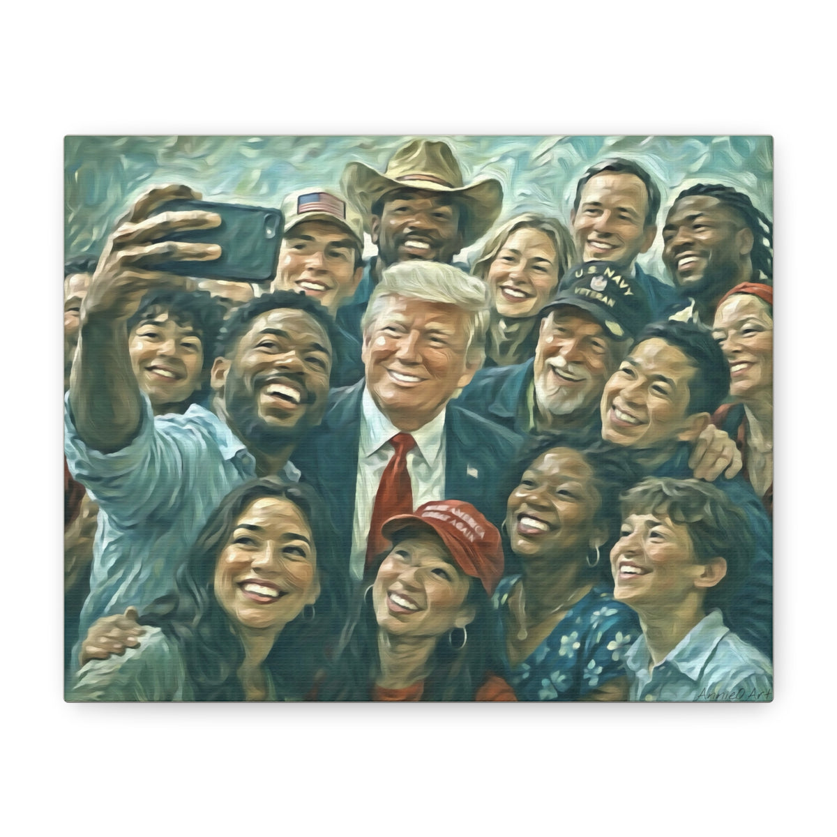 Trump Selfie Matte Canvas Print — Portrait Wall Art