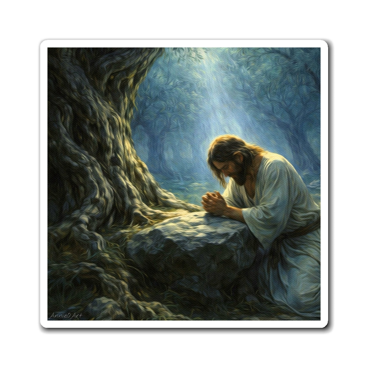 Jesus Praying Magnet — Garden of Gethsemane Religious ‘Kid Level Learning’ Refrigerator Magnet