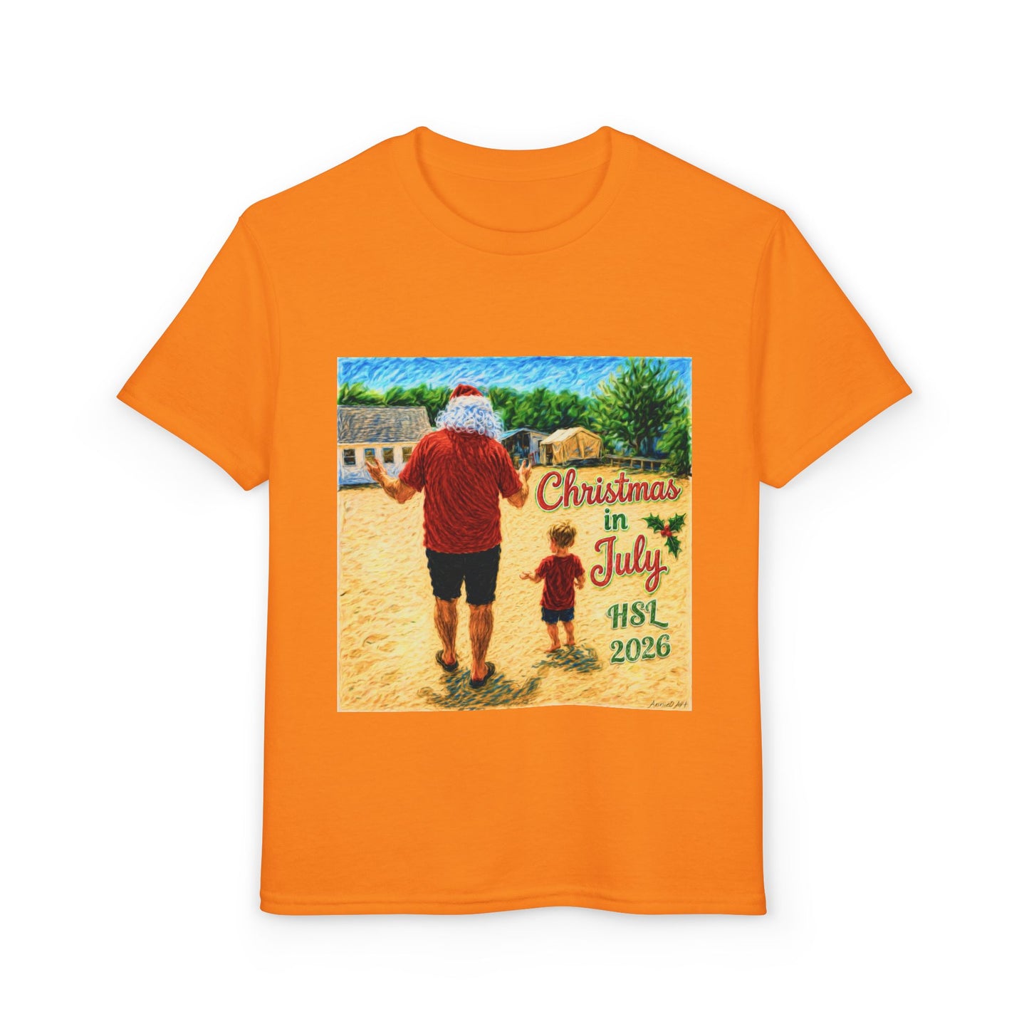 Youth T-Shirt — "Christmas in July" Beach Santa Kids Tee (HSL 2026)