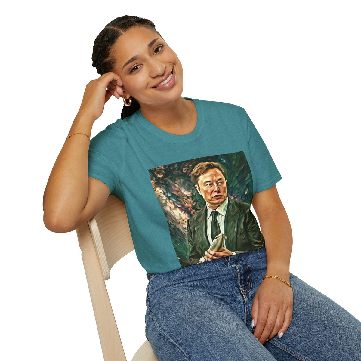 Elon Musk with Rocket— Graphic T-Shirt