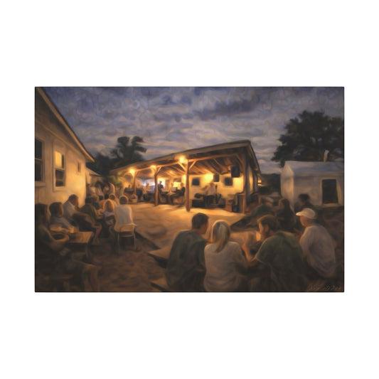 Beach Bungalows—Night Under the Stars—Stretched Matte Canvas