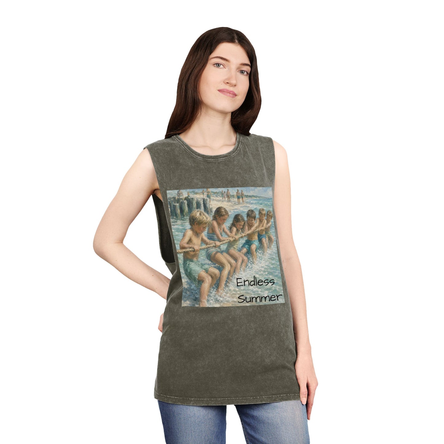 HSL Vintage Beach Tank Top — "I Hear You Call To Me" Stonewash Sleeveless Tee