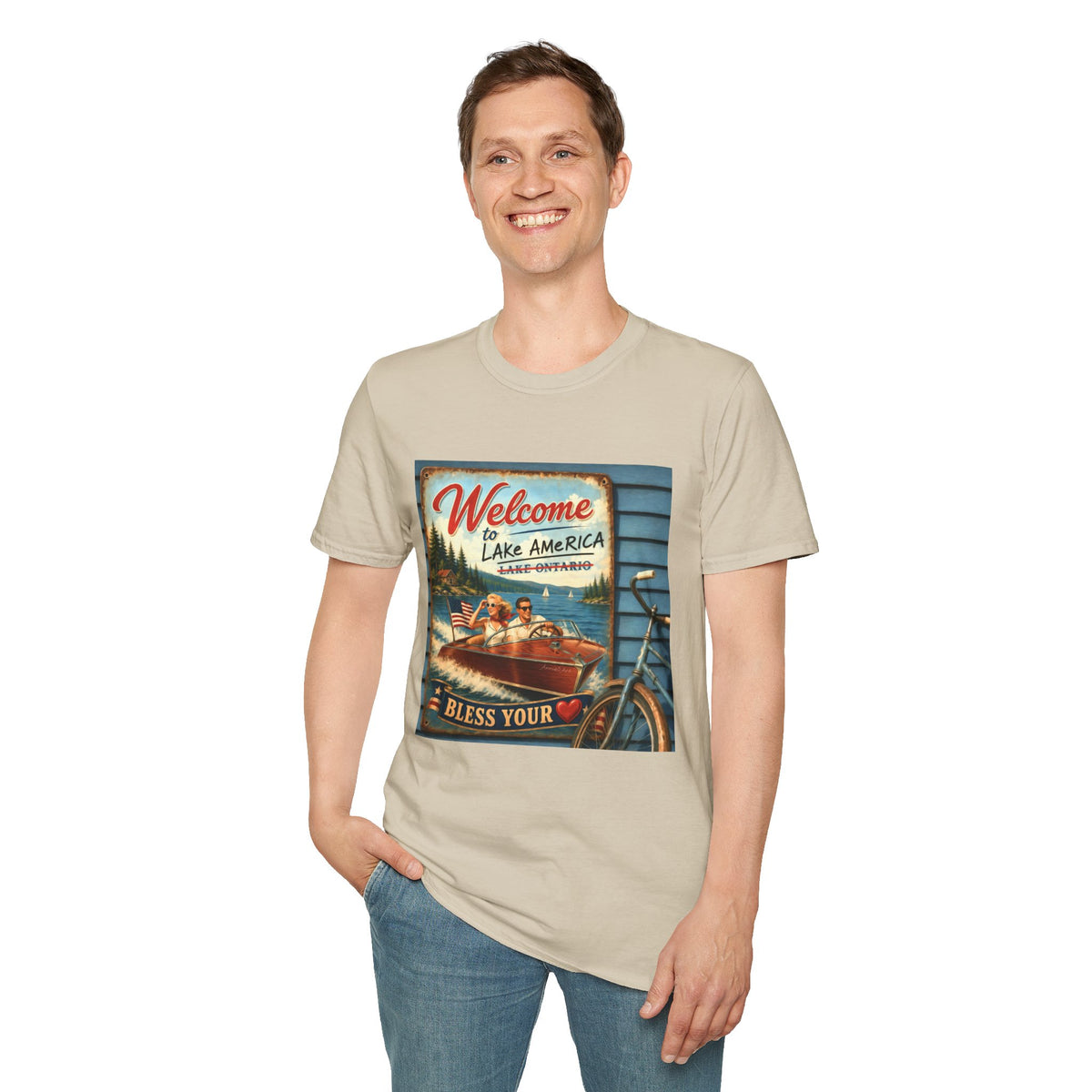 Lake America Welcome T-Shirt — Vintage Lake America Boating Vacation Tee