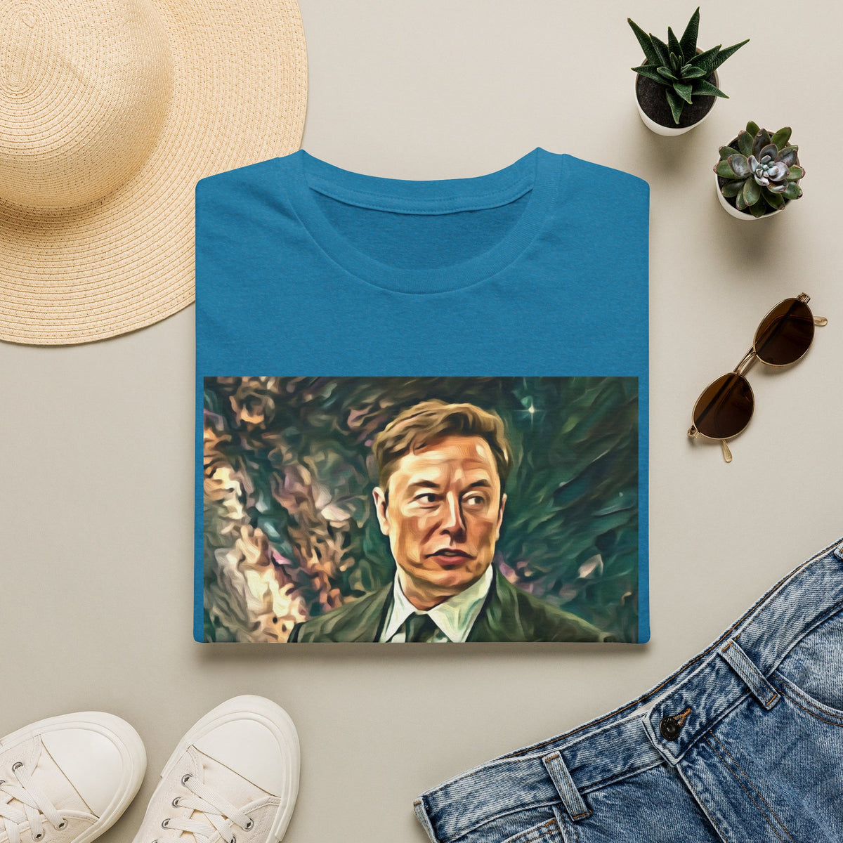 Elon Musk with Rocket— Graphic T-Shirt