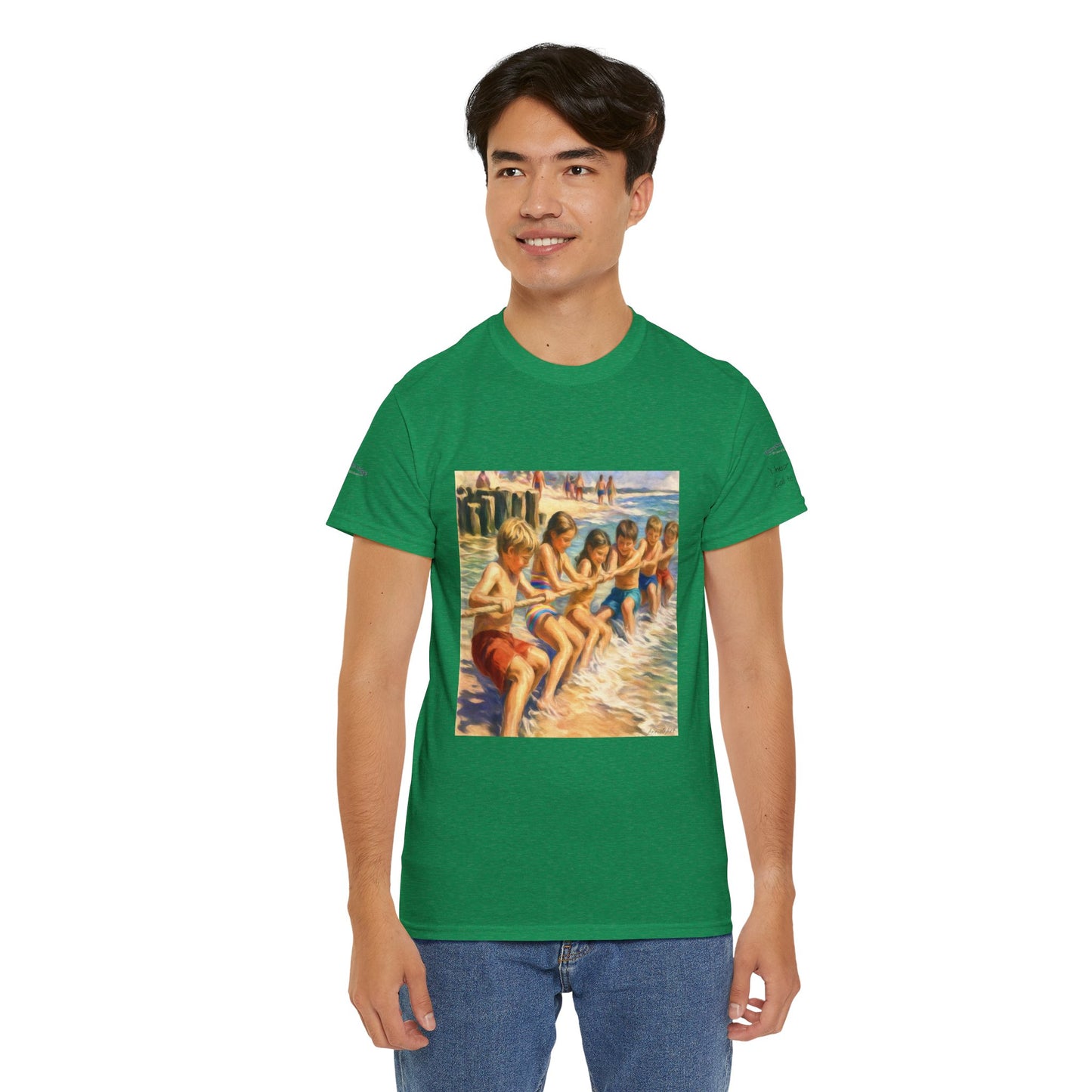 HoneySuckle Lodge Vintage Beach T-Shirt — "50+ years of fun in the sun" Retro Kids on Shore Design
