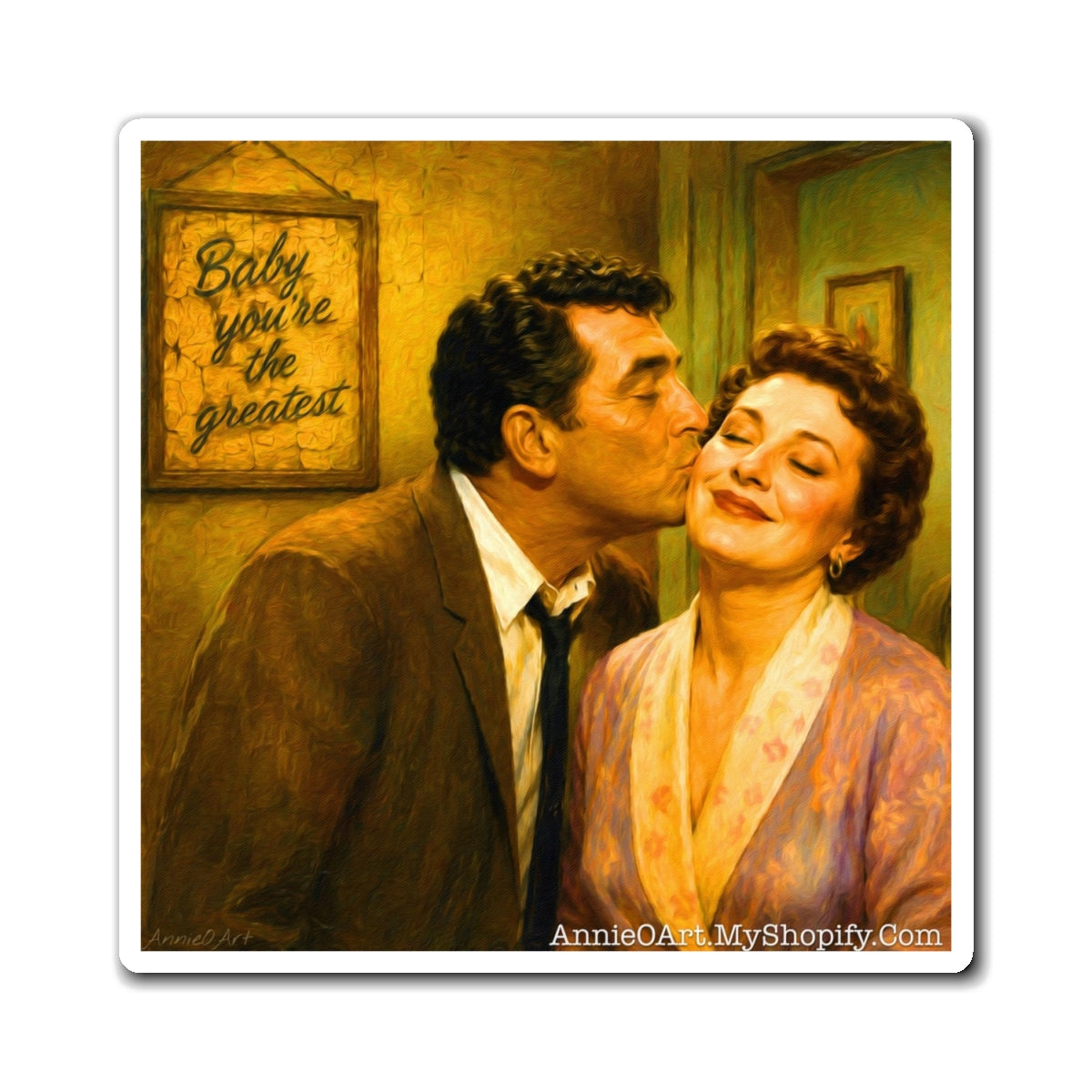 Vintage HoneyMooners Romantic Fridge Magnet – "Baby You're the Greatest" Retro Couple Art