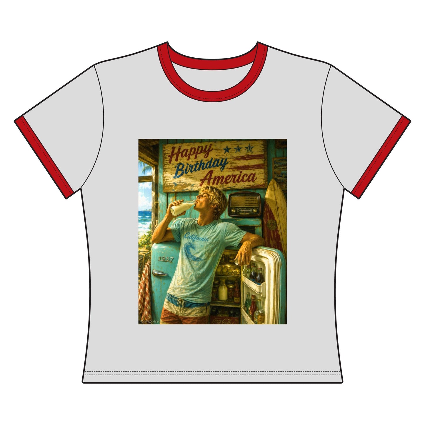 Happy Birthday America Ringer Tee — Patriotic 4th of July Women's Cropped  Shirt