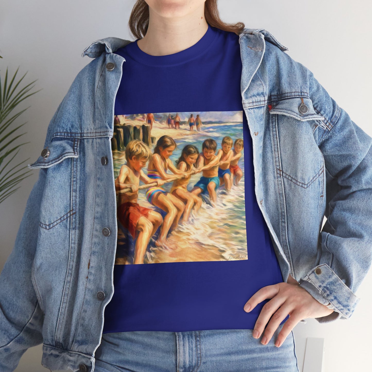 HoneySuckle Lodge Vintage Beach T-Shirt — "50+ years of fun in the sun" Retro Kids on Shore Design