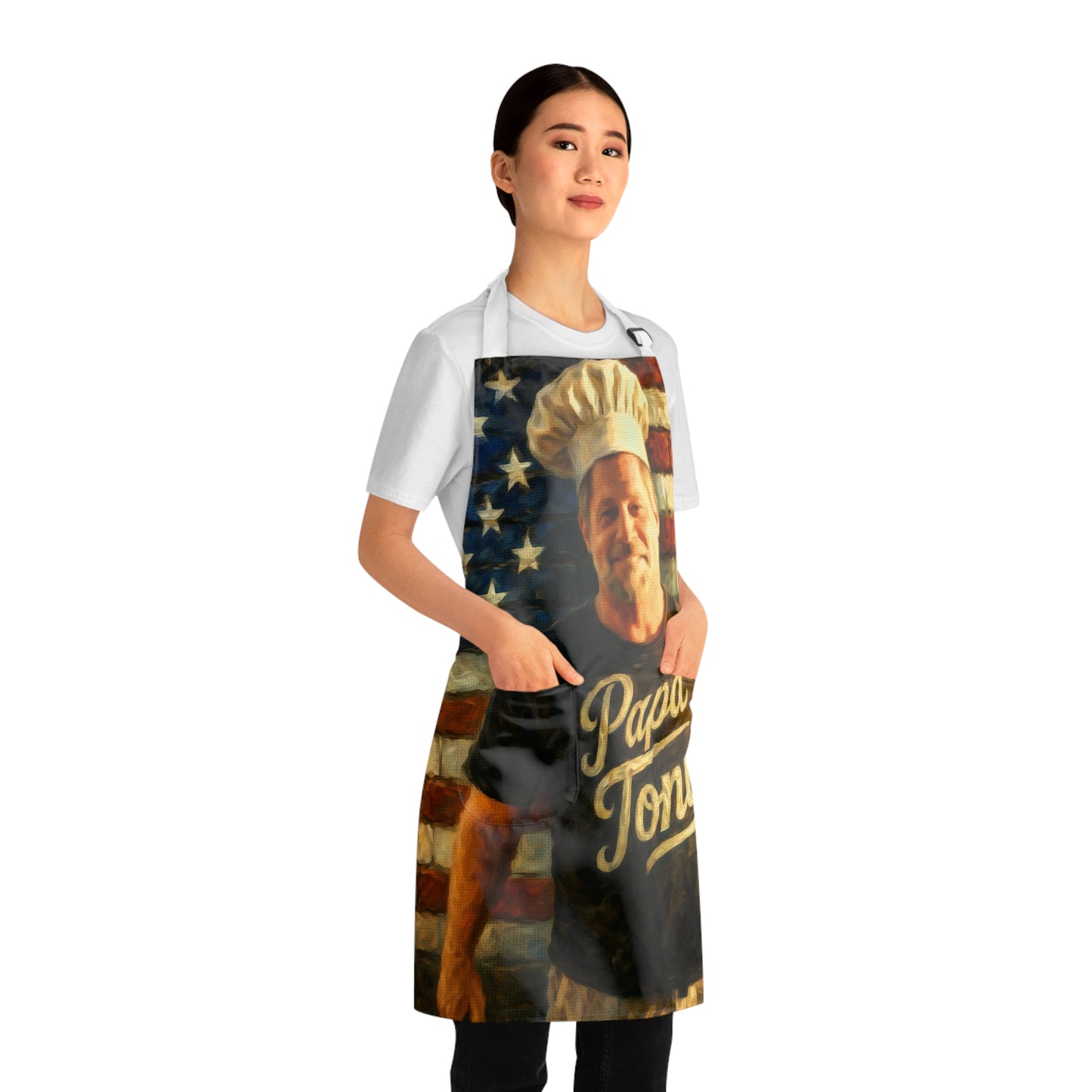 CUSTOM APRON for MANDY—Papa Tony Chef Apron – Patriotic American Flag BBQ Apron