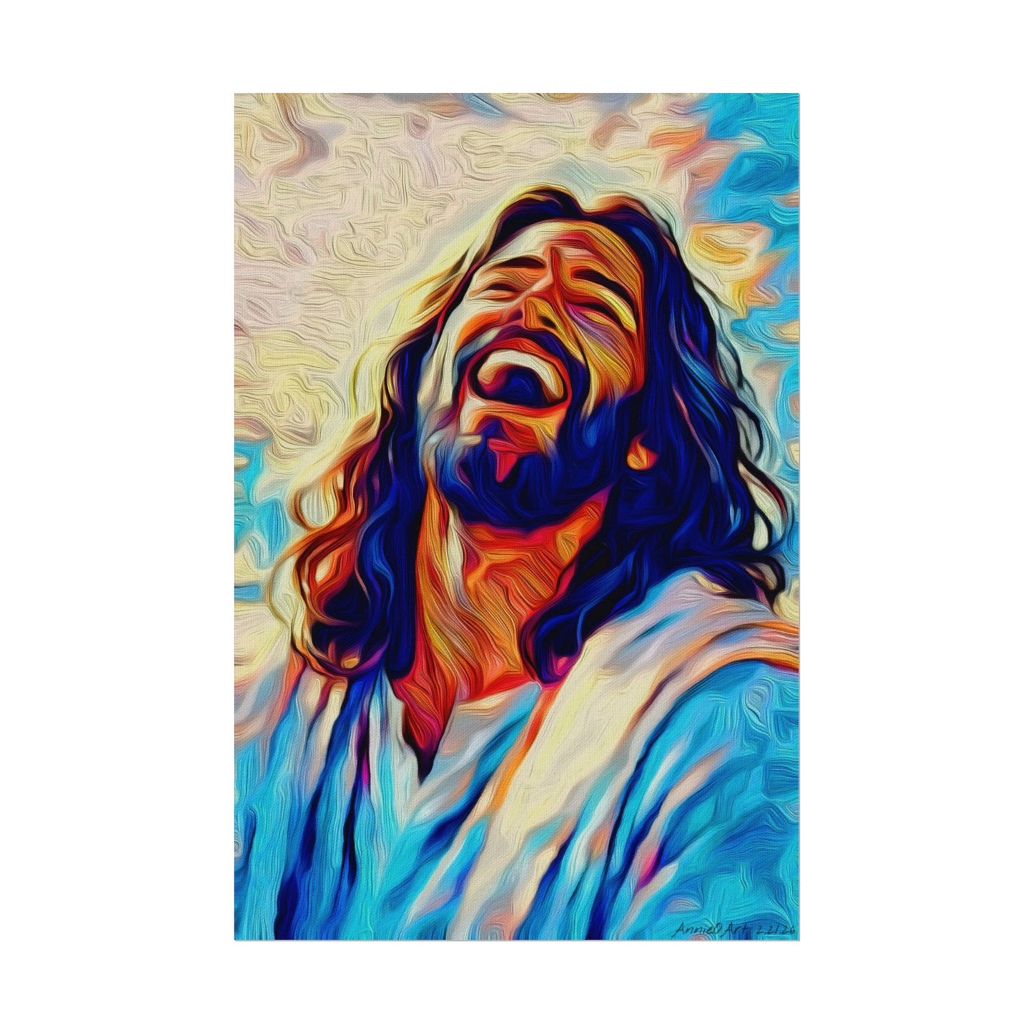 Watercolor Jesus Poster — Textured Matte Inspirational Wall Art