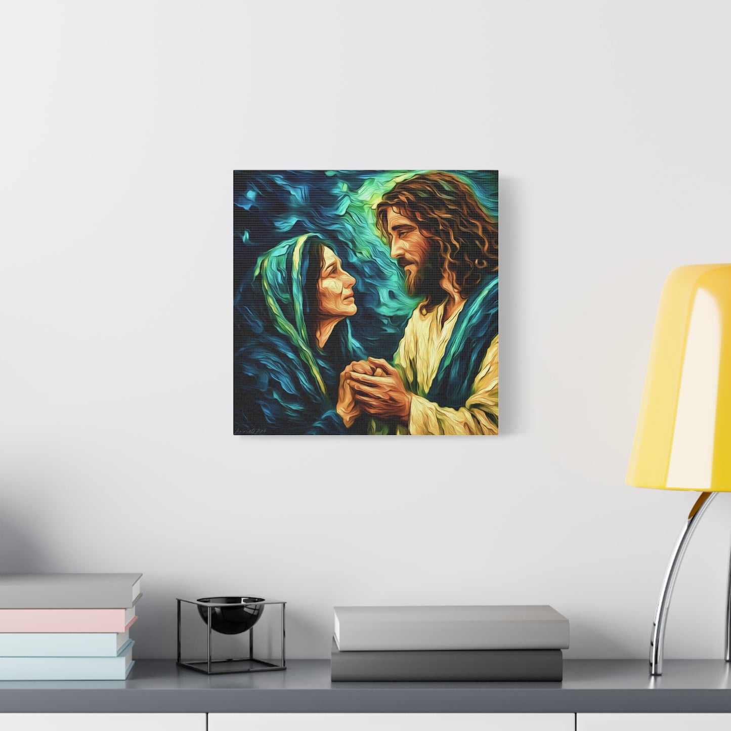 Jesus Comforting Mother Mary—Matte Canvas Wall Art