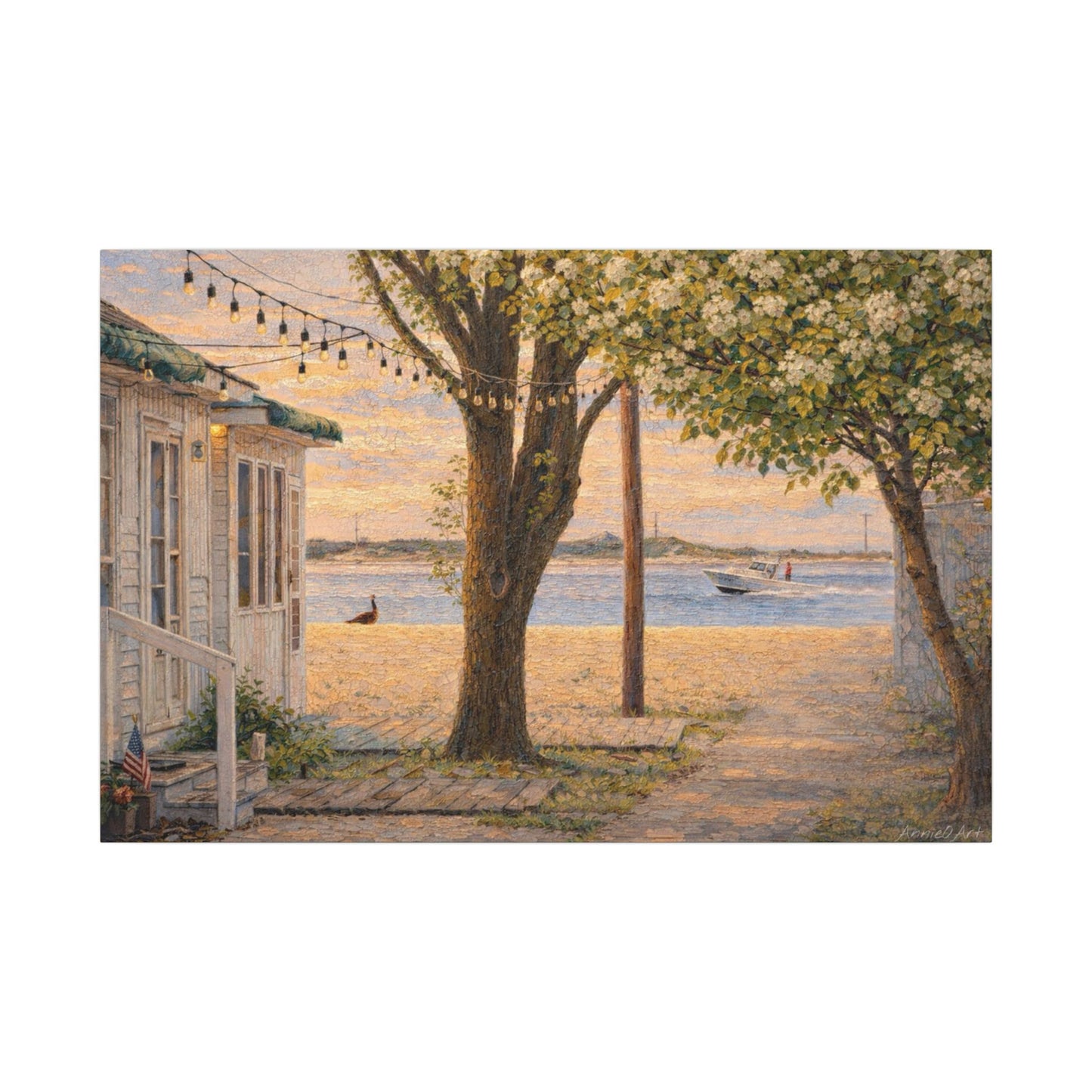 Beach Bungalow Canvas Print — Beach Sunset Coastal Wall Art