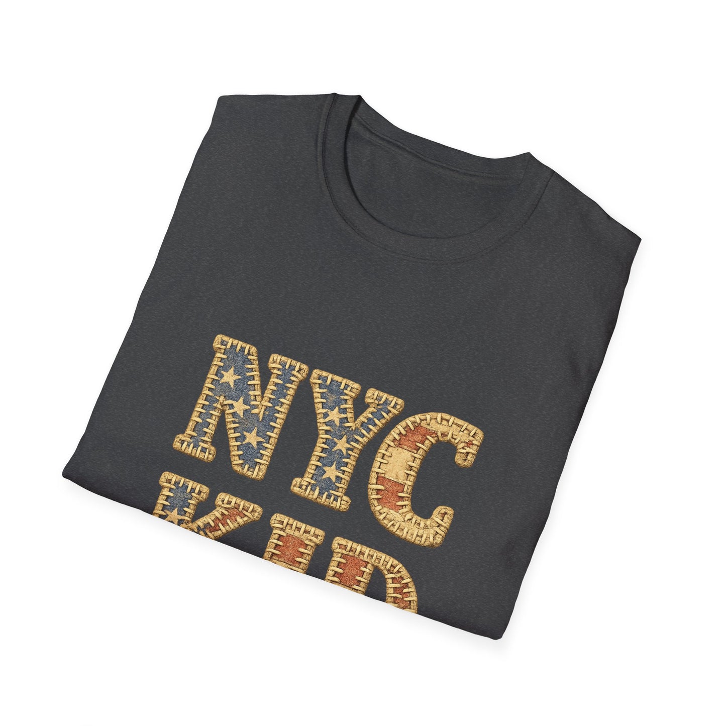 NYC Kid T-Shirt — New York City Vintage Flag Quilt-look Tee