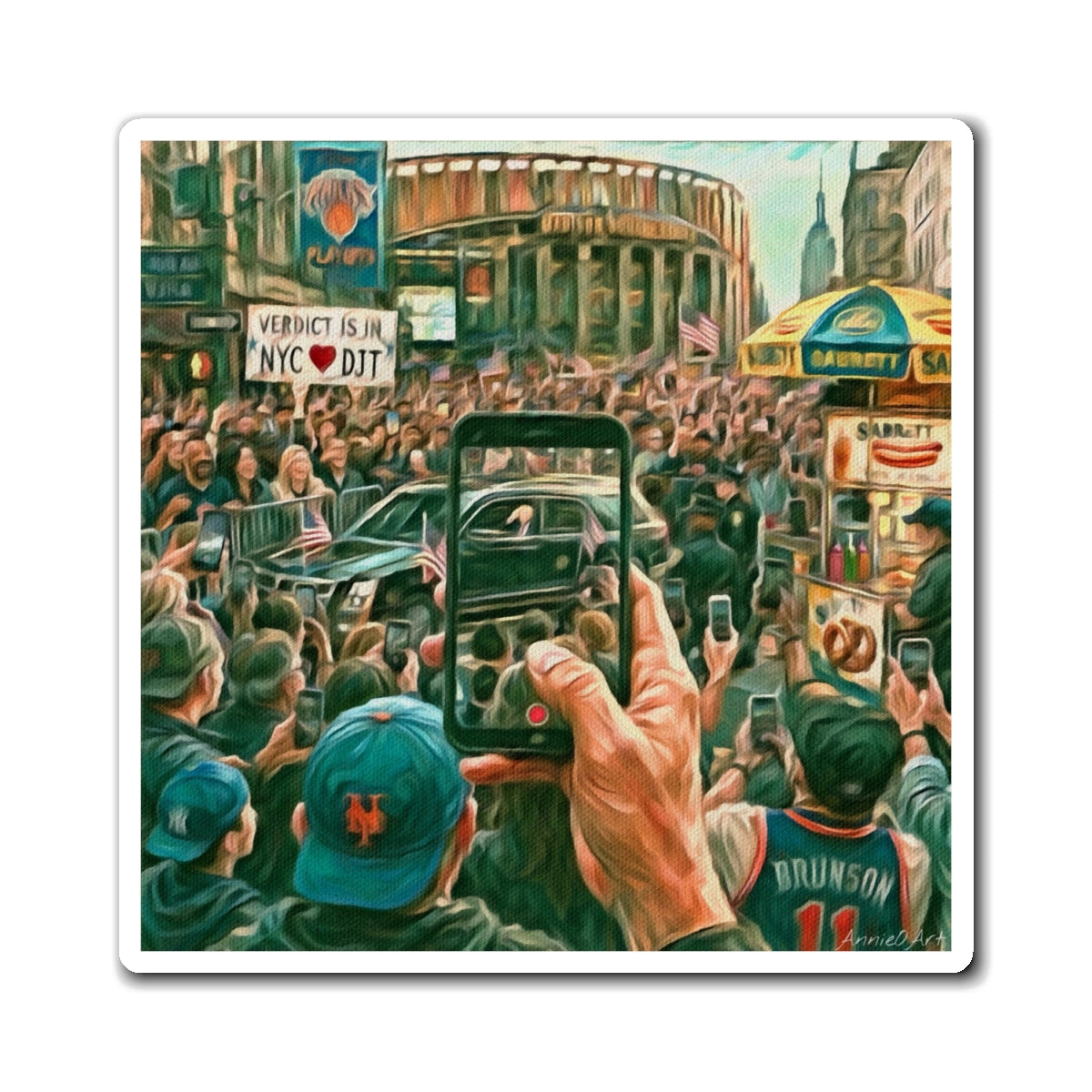 Trump Cheered at the Garden—NYC Crowd Phone Photo Magnet — Vintage Madison Square Garden Knicks Fan Souvenir