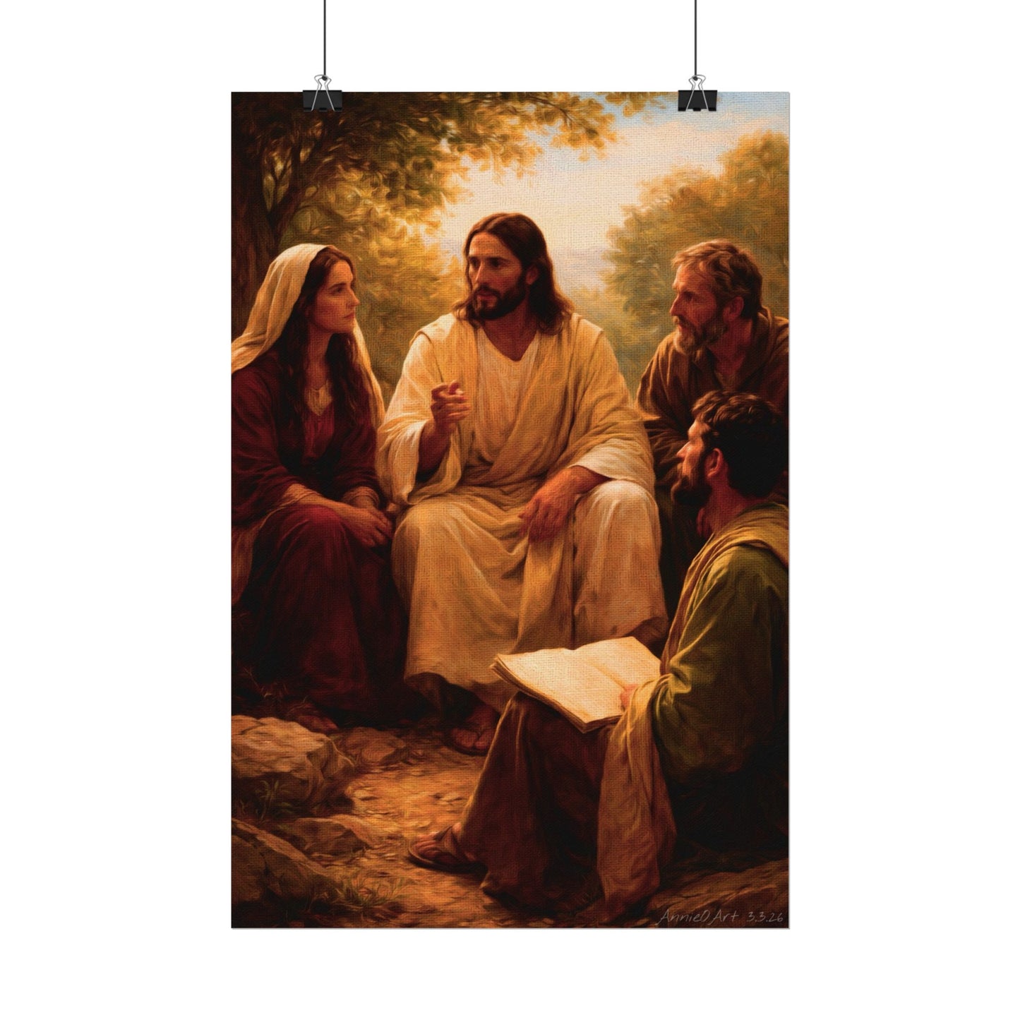 Jesus Watercolor Matte Poster — Jesus Teaching Scene