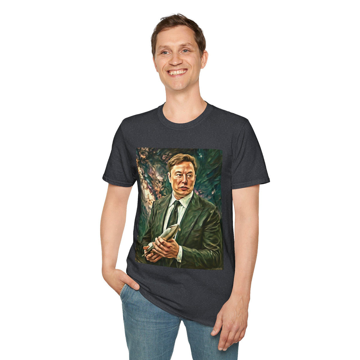 Elon Musk with Rocket— Graphic T-Shirt