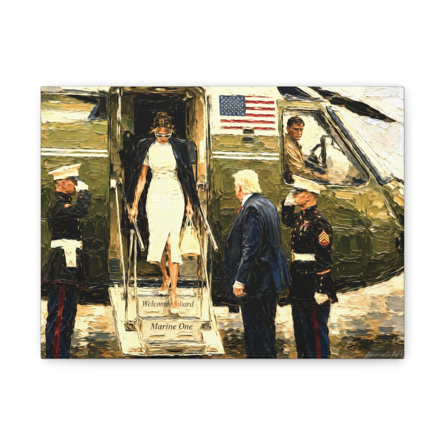 Marine One Arrival Canvas Print — Presidential Helicopter Scene Wall Art