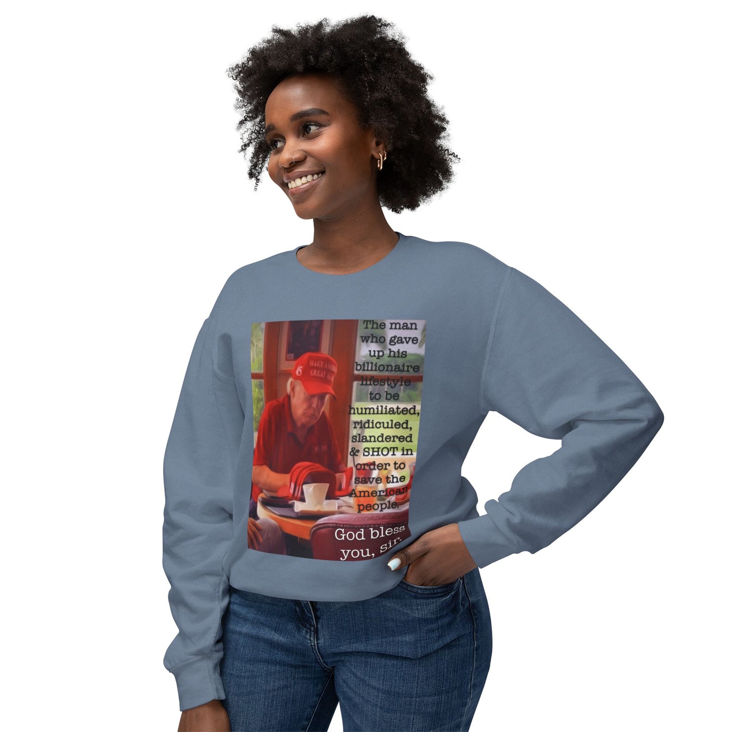 Trump 'God Bless You, Mr. President' Crewneck Sweatshirt — MAGA Tribute