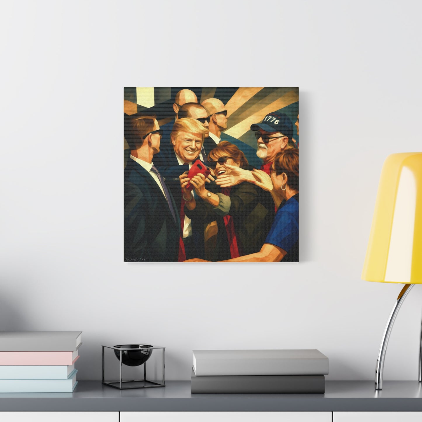 Trump Selfie with Supporters—Matte Canvas Art - Stretched 1.25"