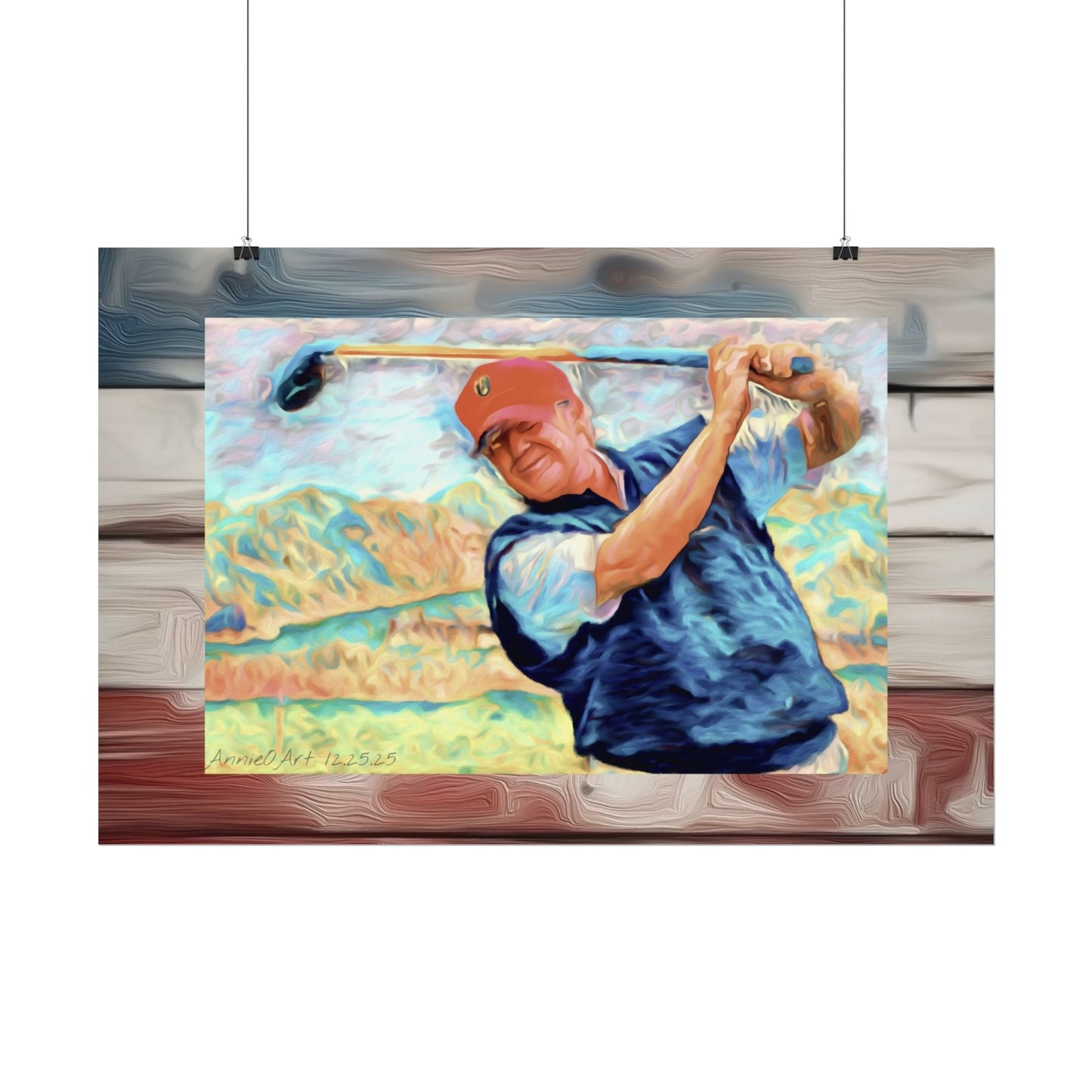 Golf Swing Watercolor Poster — Textured Matte Golf Wall Art