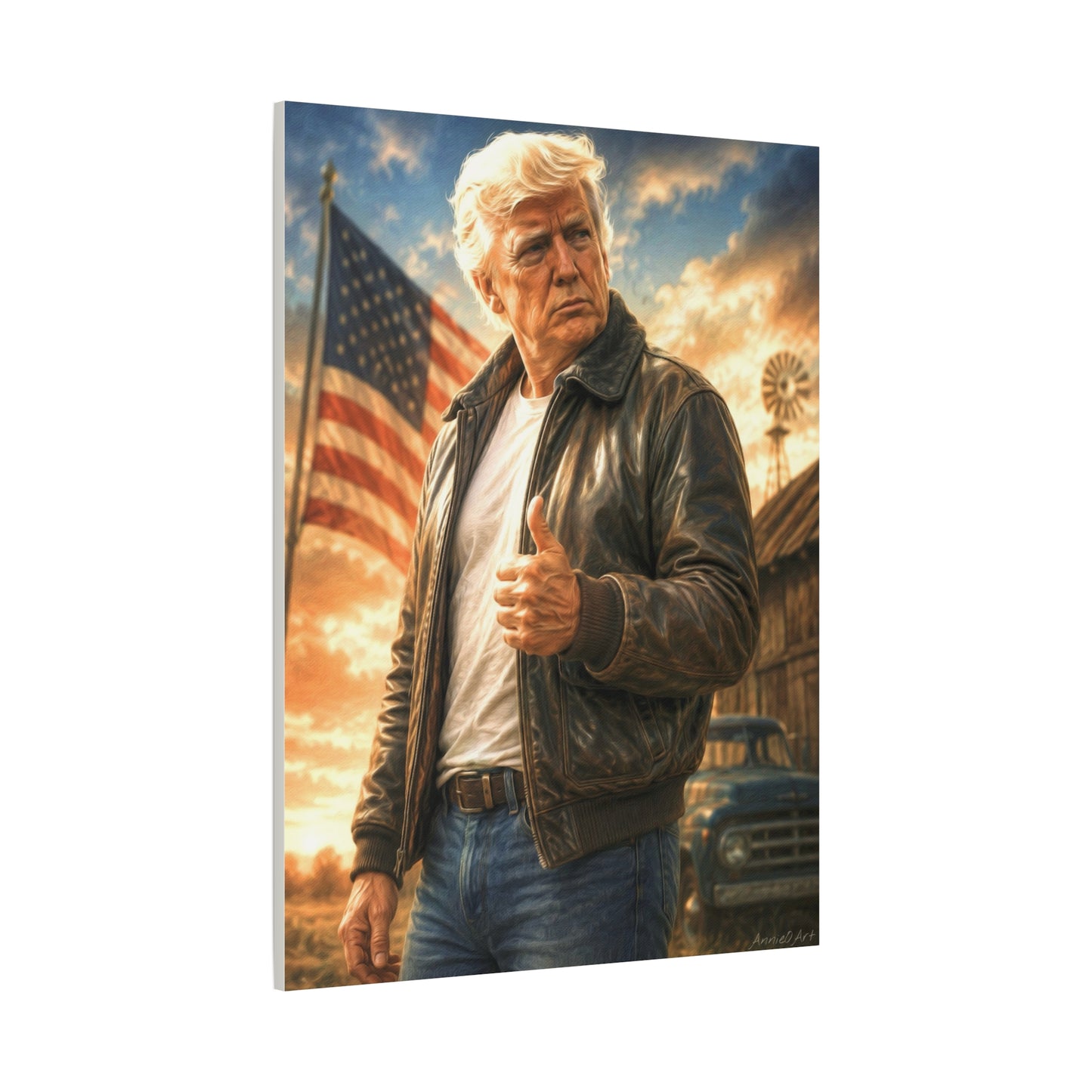 Trump Patriotic Vintage Leather Jacket Canvas