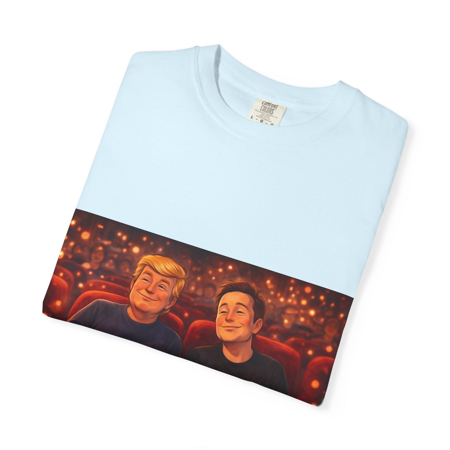 Trump & Elon—Movie Night Popcorn Tee — Cozy Cinematic Graphic T-Shirt