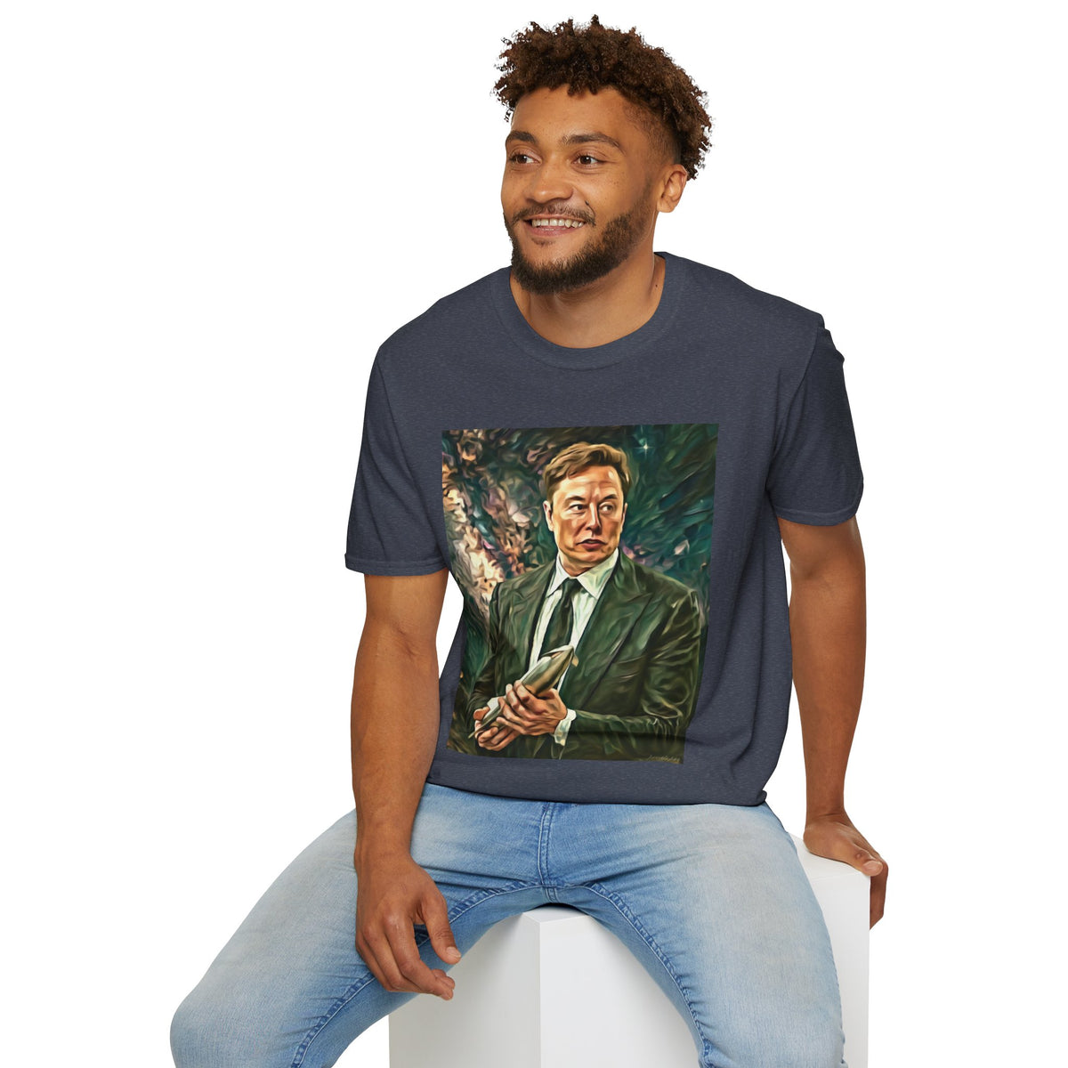 Elon Musk with Rocket— Graphic T-Shirt