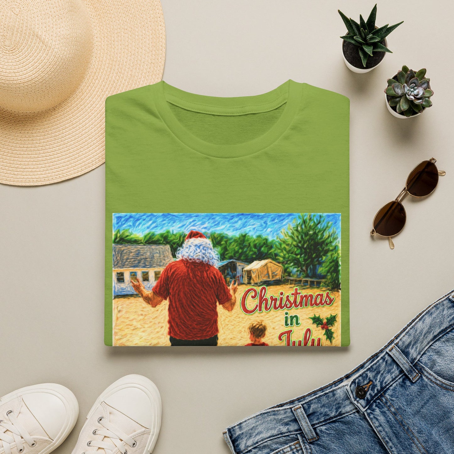 T-Shirt — Christmas in July Santa Beach Graphic Tee