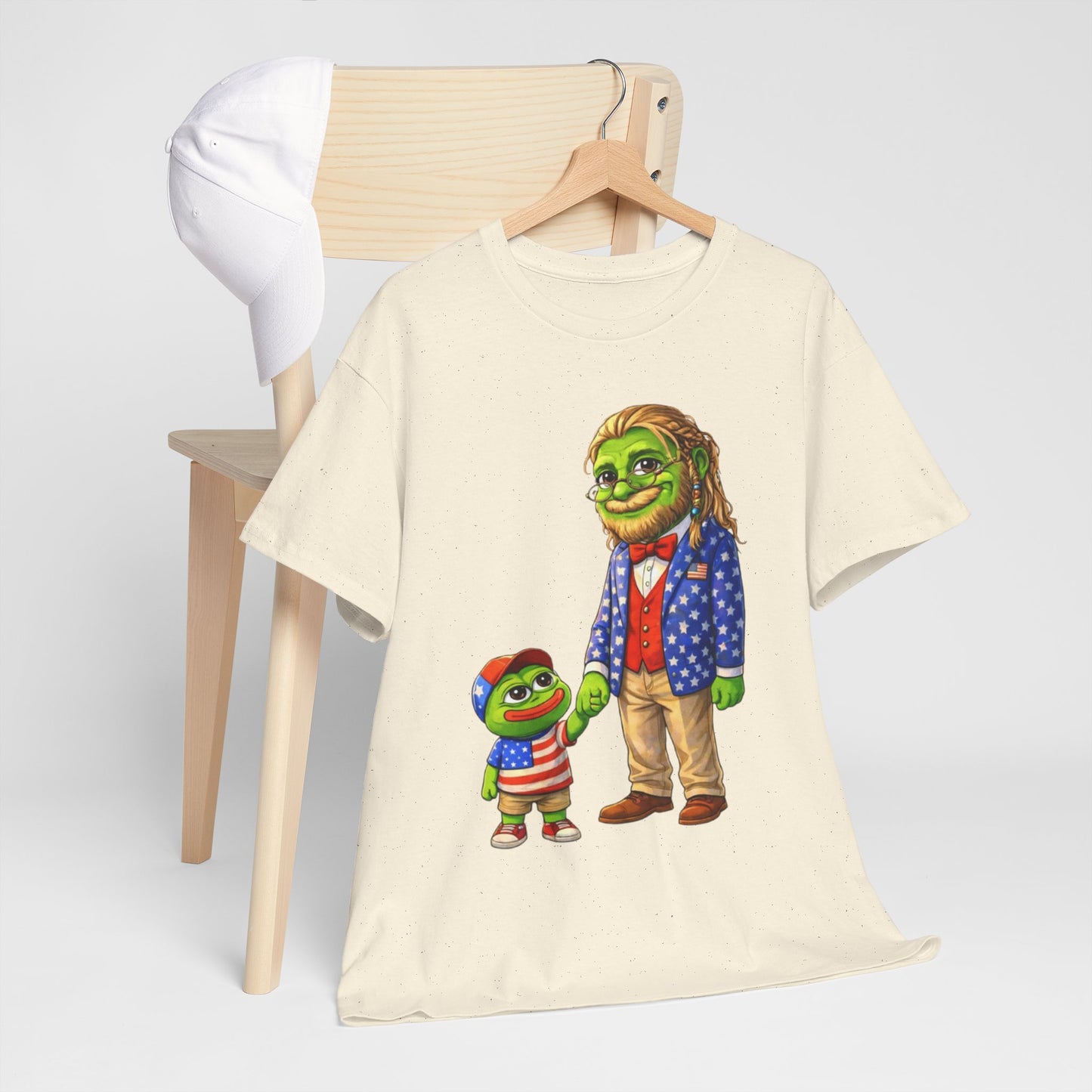 Grandpa Anons, keyboard warriors, MAGA T-Shirt — Patriotic Pepe Frog Family Illustration Tee